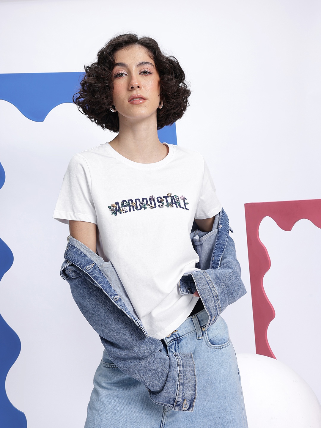 

Aeropostale Women Brand Logo Printed Pure Cotton T-shirt, White