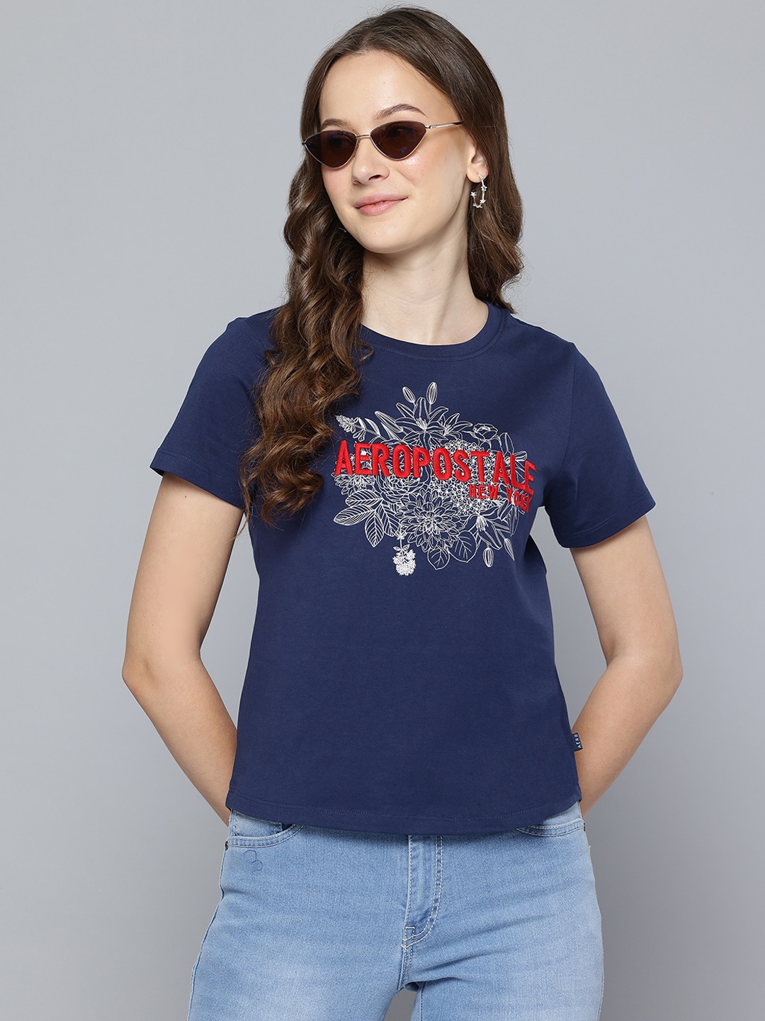 

Aeropostale Brand Logo Printed Pure Cotton T-shirt, Blue