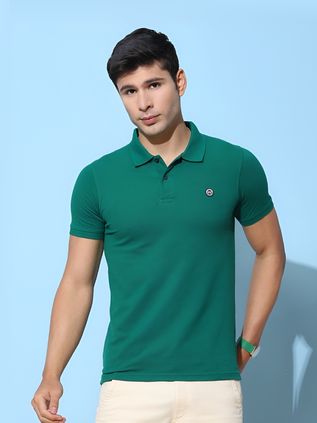

Cloak & Decker by Monte Carlo Men Solid Polo Collar T-shirt, Green