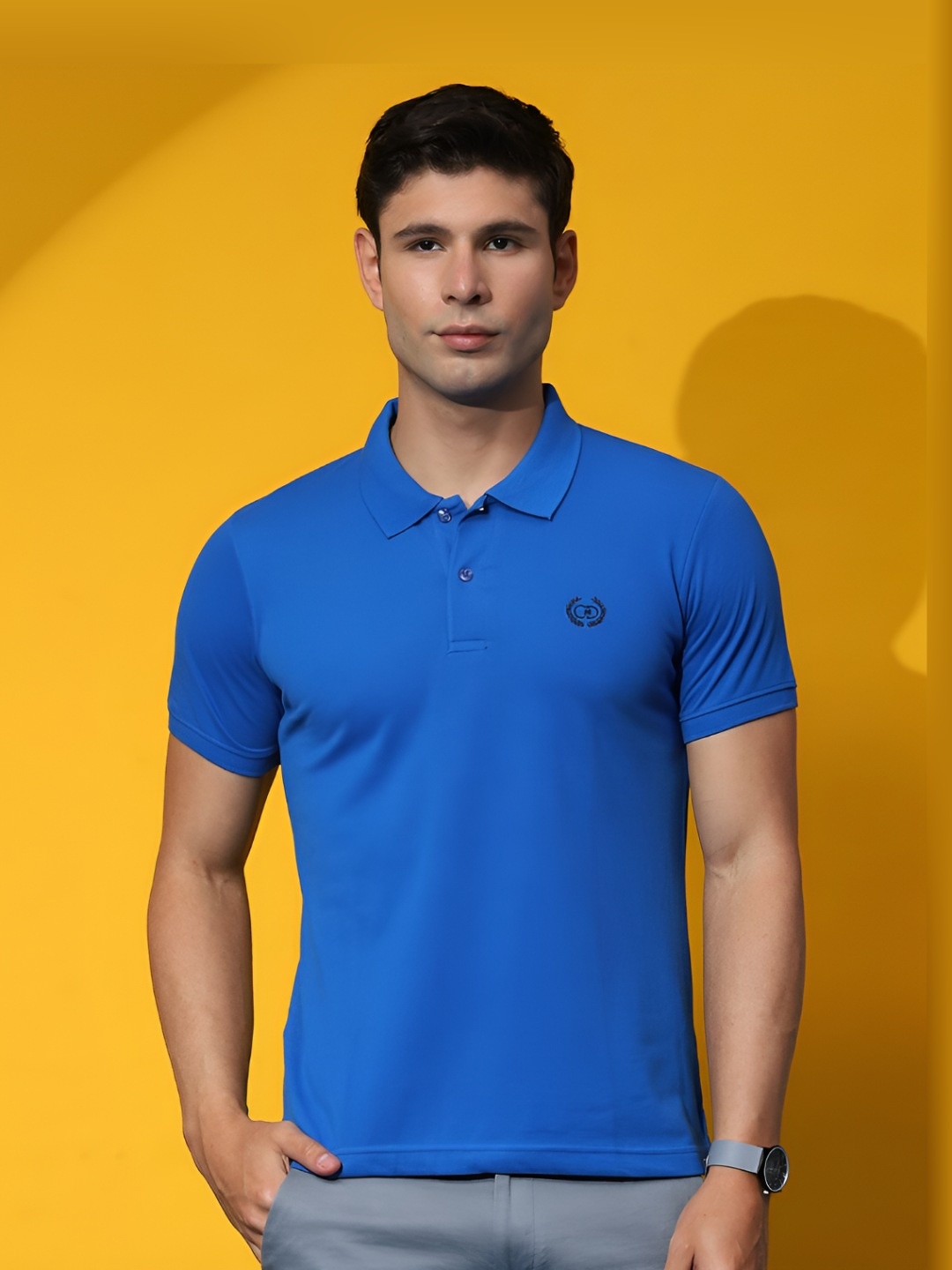 

Cloak & Decker by Monte Carlo Men Solid Polo Collar T-shirt, Blue
