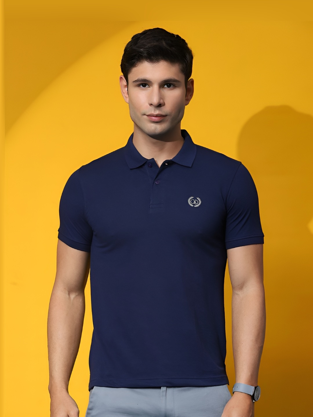 

Cloak & Decker by Monte Carlo Men Solid Polo Collar T-shirt, Blue