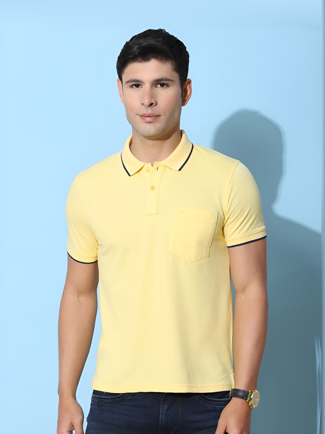 

Cloak & Decker by Monte Carlo Men Solid Polo Collar Pockets T-shirt, Yellow