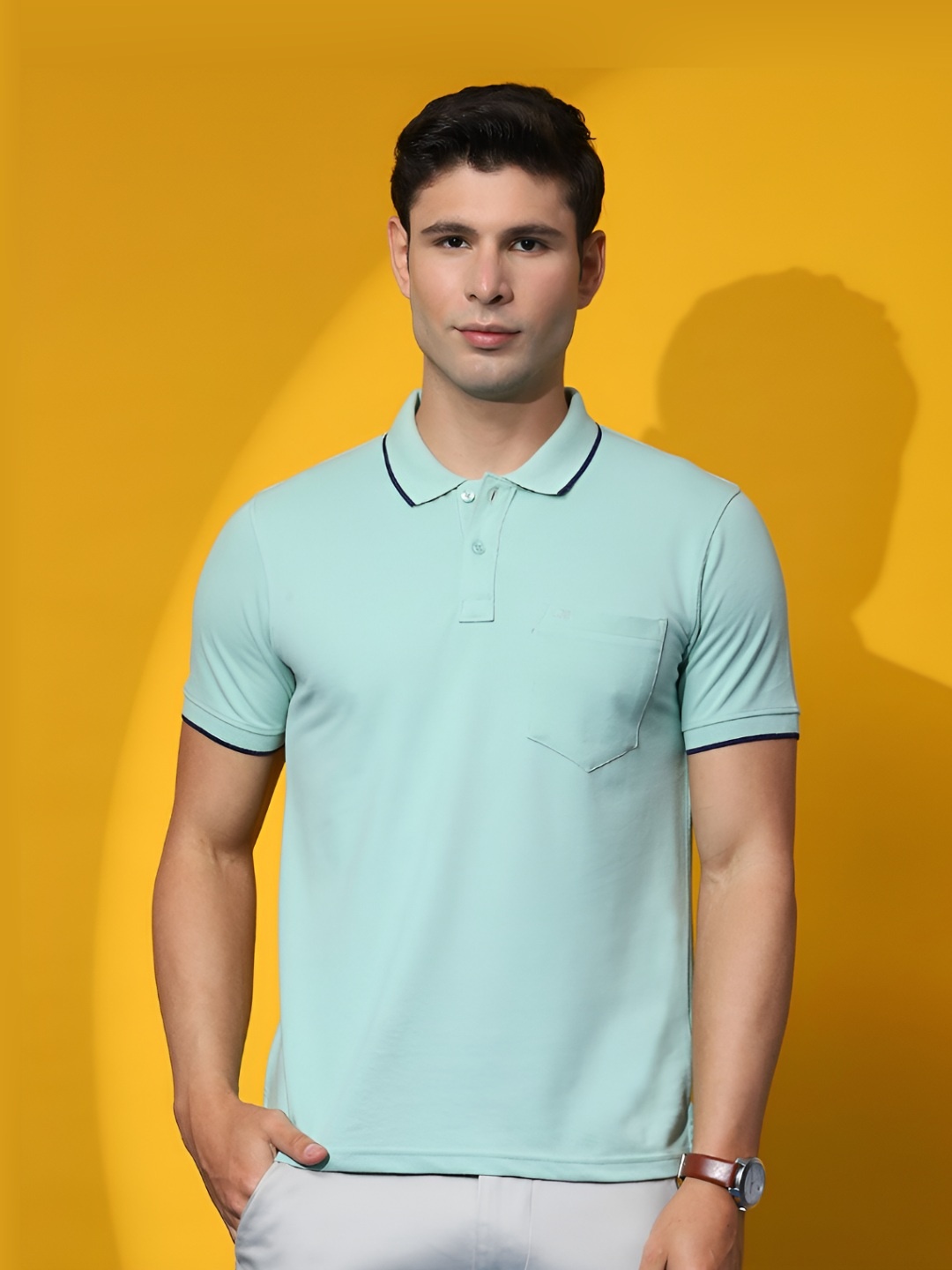 

Cloak & Decker by Monte Carlo Men Polo Collar Pockets T-shirt, Sea green