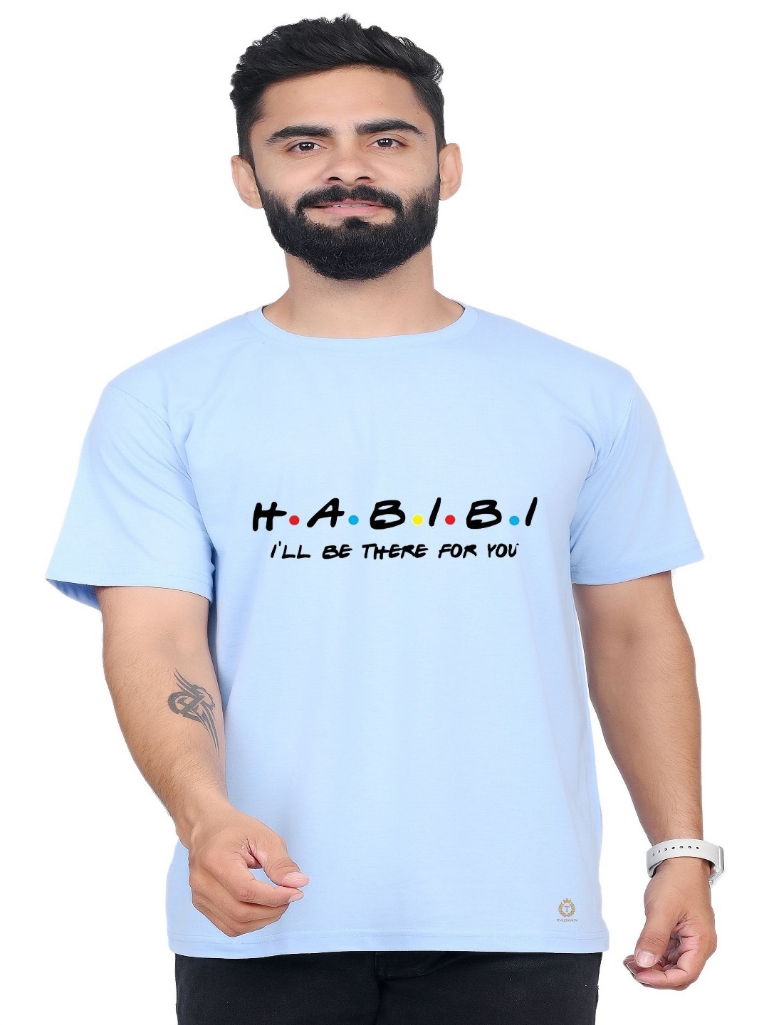 

TAJNAN Men Typography Printed Round Neck T-shirt, Blue