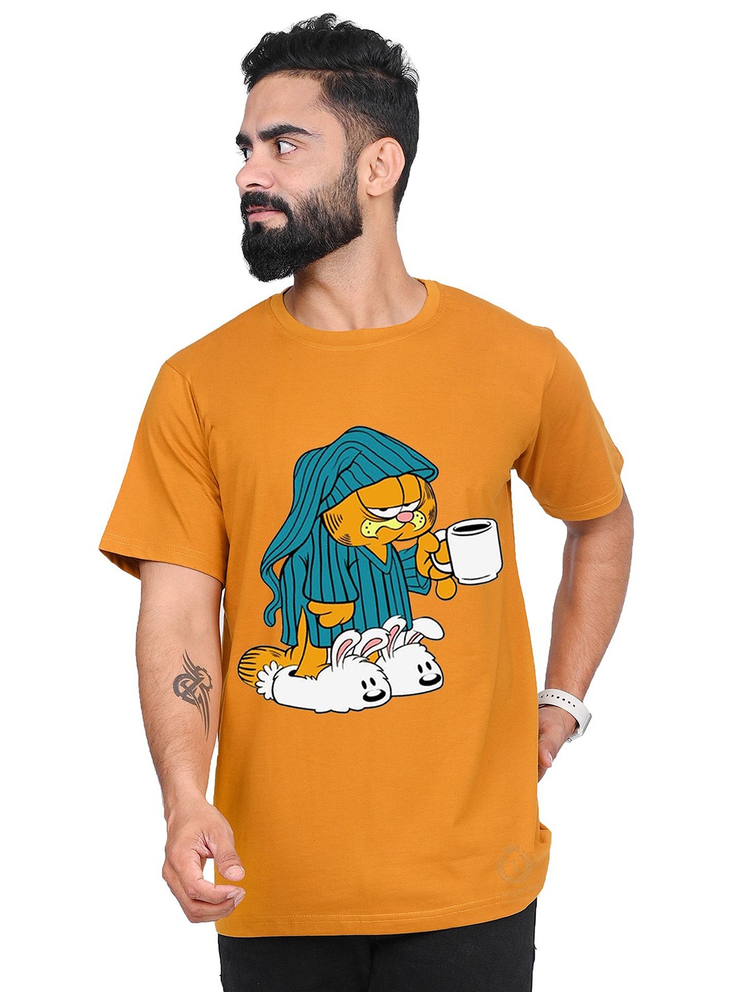 

TAJNAN Men Garfield Graphic Printed Round neck T-shirt, Orange
