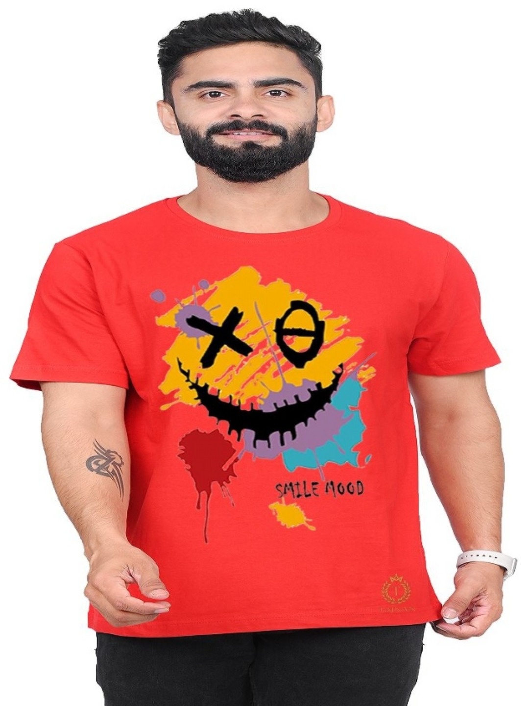 

TAJNAN Men Graphic Printed Round Neck T-shirt, Red