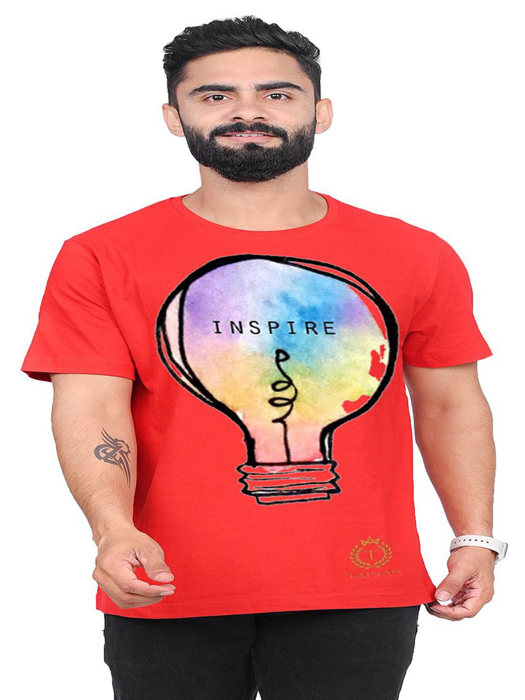 

TAJNAN Men Graphic Printed Round Neck T-shirt, Red