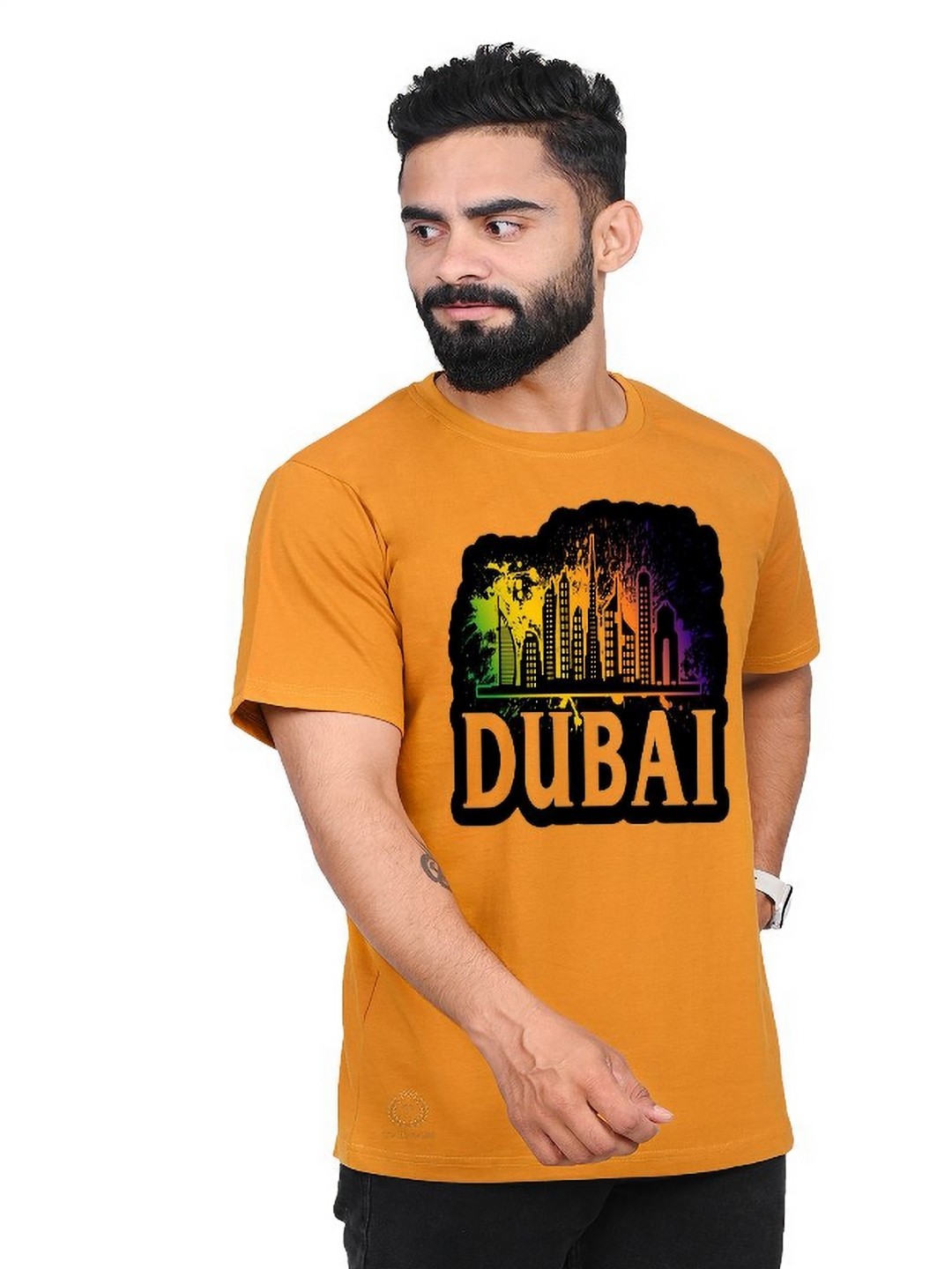 

TAJNAN Men Typography Printed Round Neck T-shirt, Orange