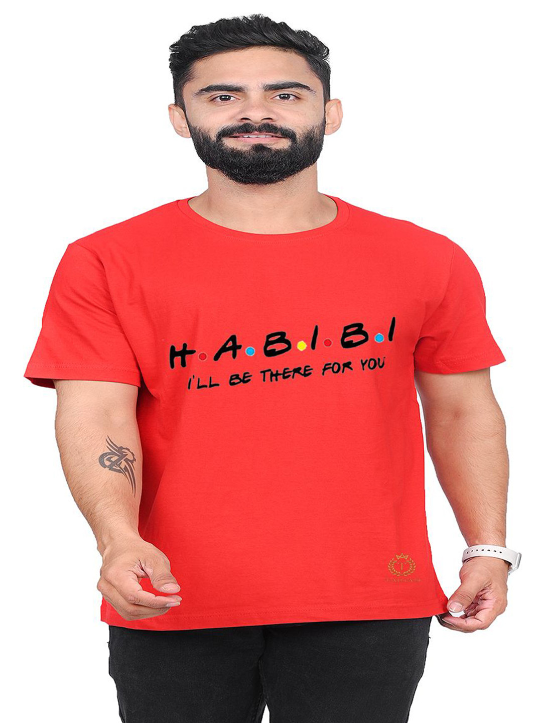 

TAJNAN Men Typography Printed Round Neck T-shirt, Red