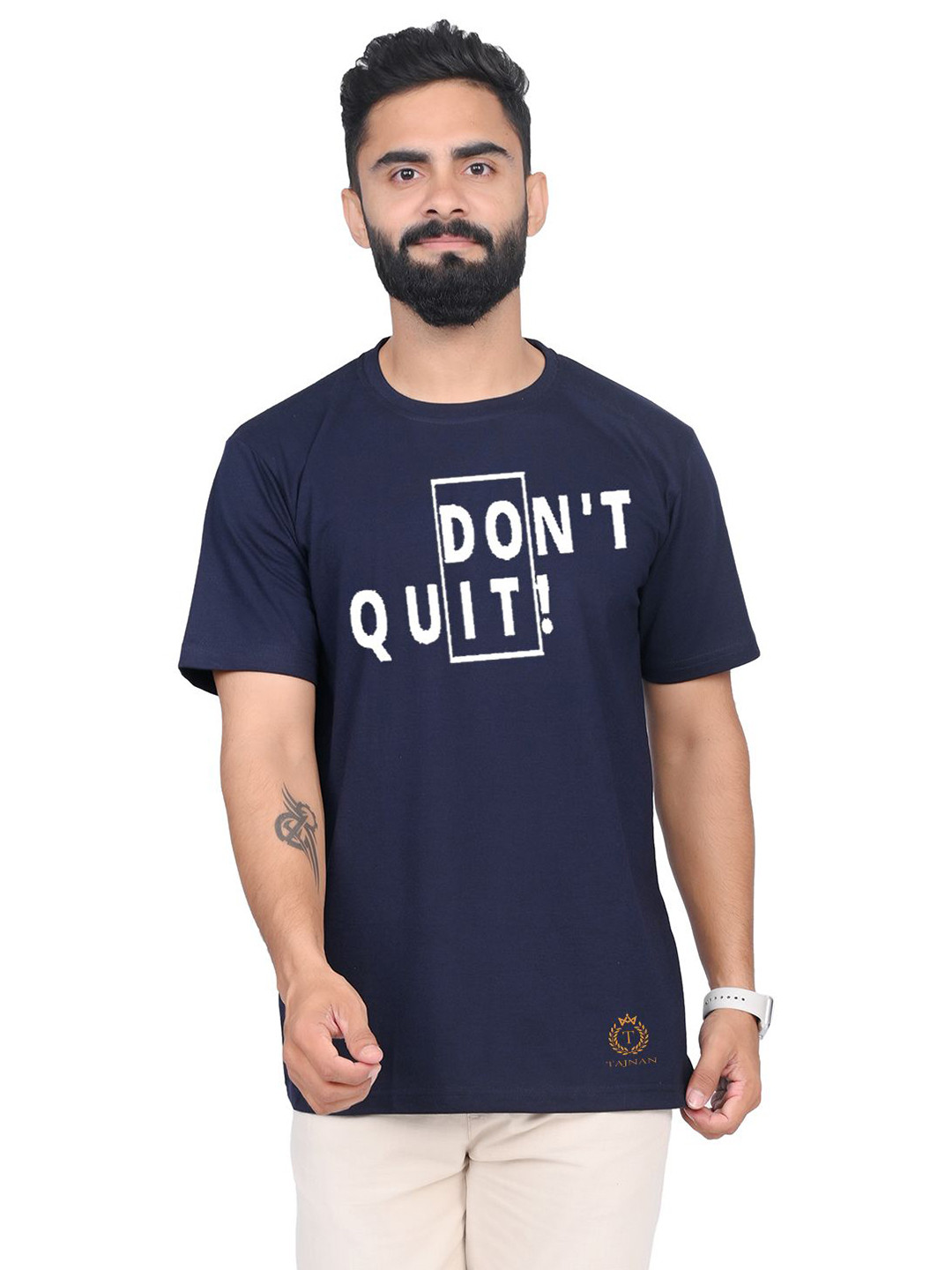 

TAJNAN Men Typography Printed Pockets T-shirt, Blue