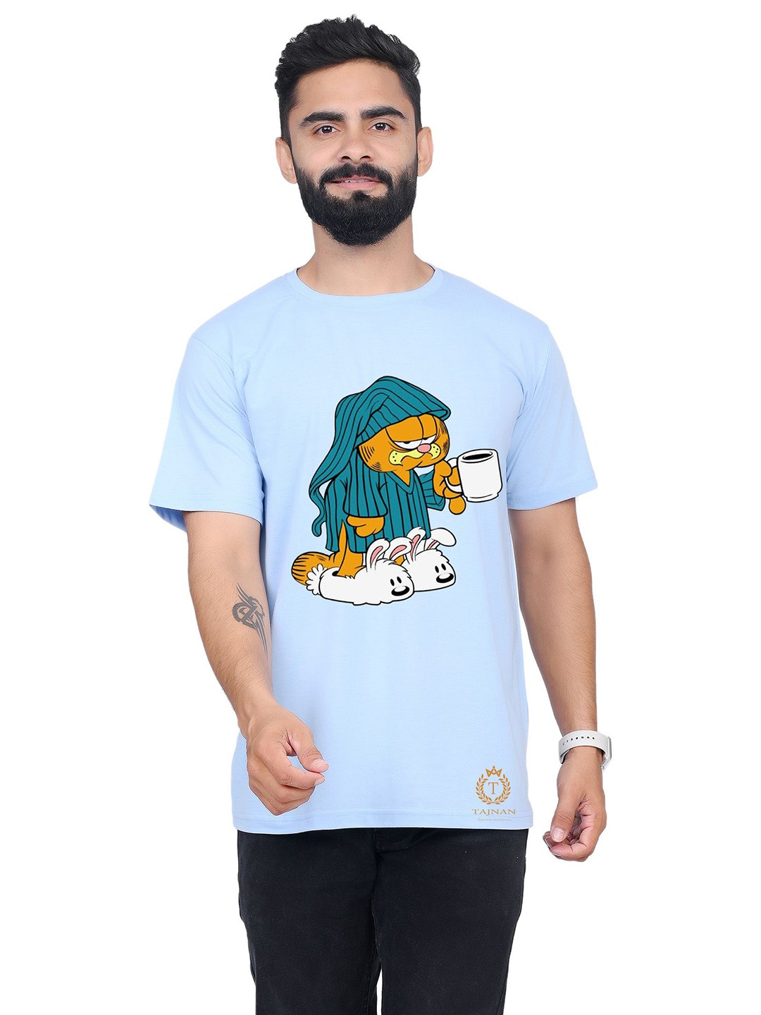 

TAJNAN Men Garfield Graphic Printed Round Neck T-shirt, Blue