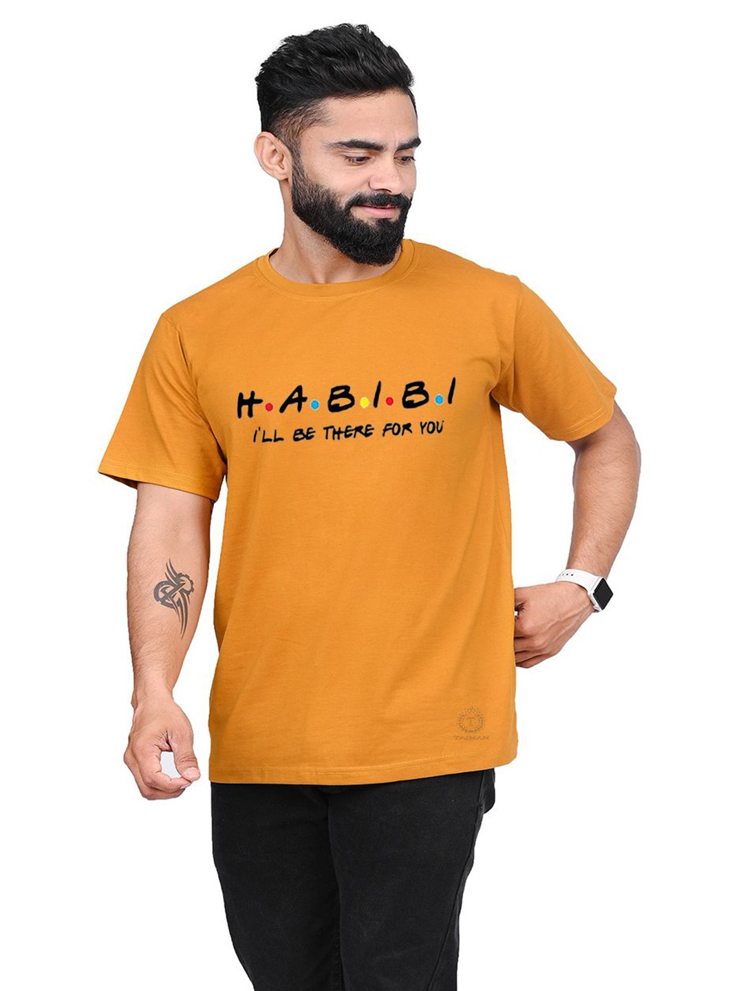 

TAJNAN Men Typography Printed Round Neck T-shirt, Orange
