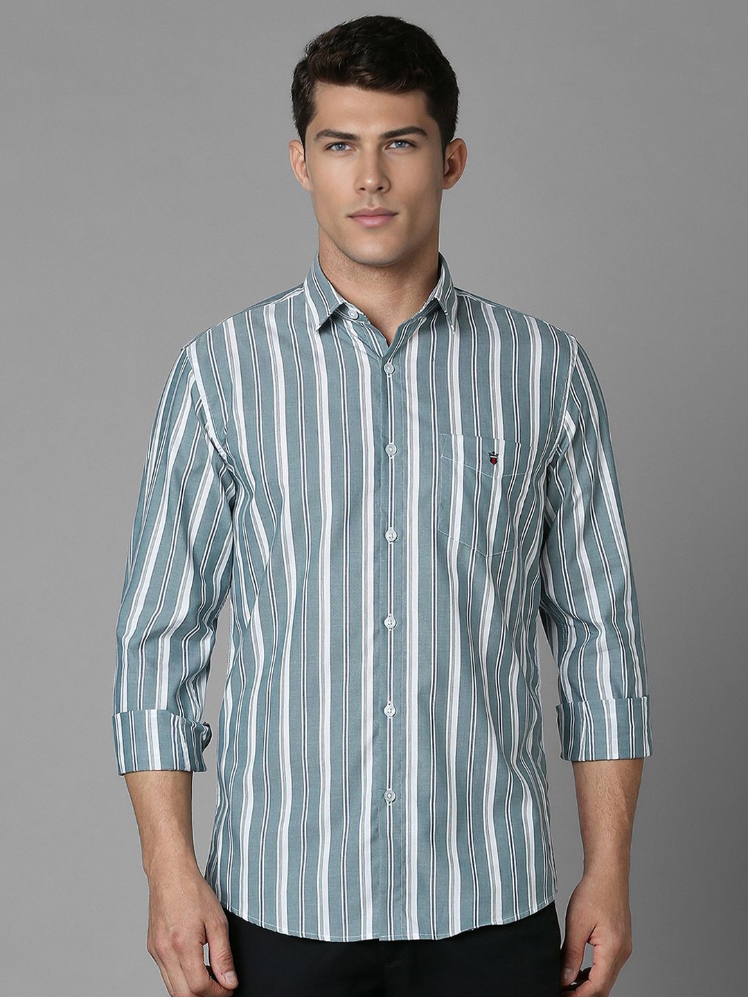 

Louis Philippe Sport Men Slim Fit Opaque Striped Casual Shirt, Grey