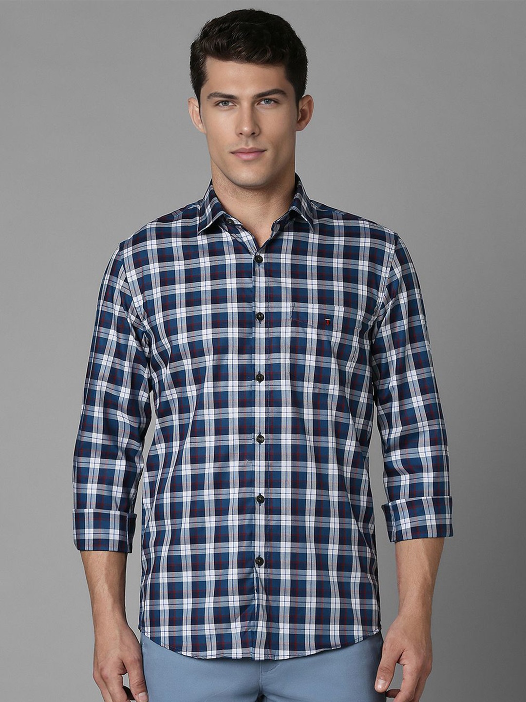 

Louis Philippe Sport Men Slim Fit Opaque Checked Casual Shirt, Blue