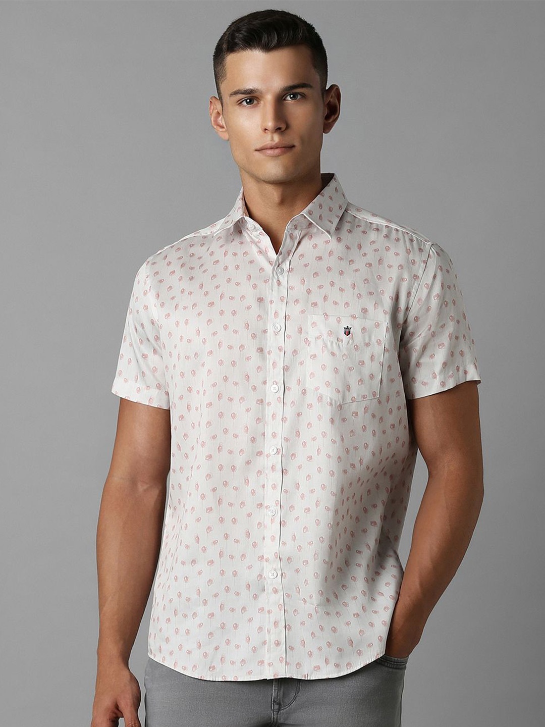 

Louis Philippe Sport Men Cotton Printed Slim Fit Opaque Casual Shirt, White