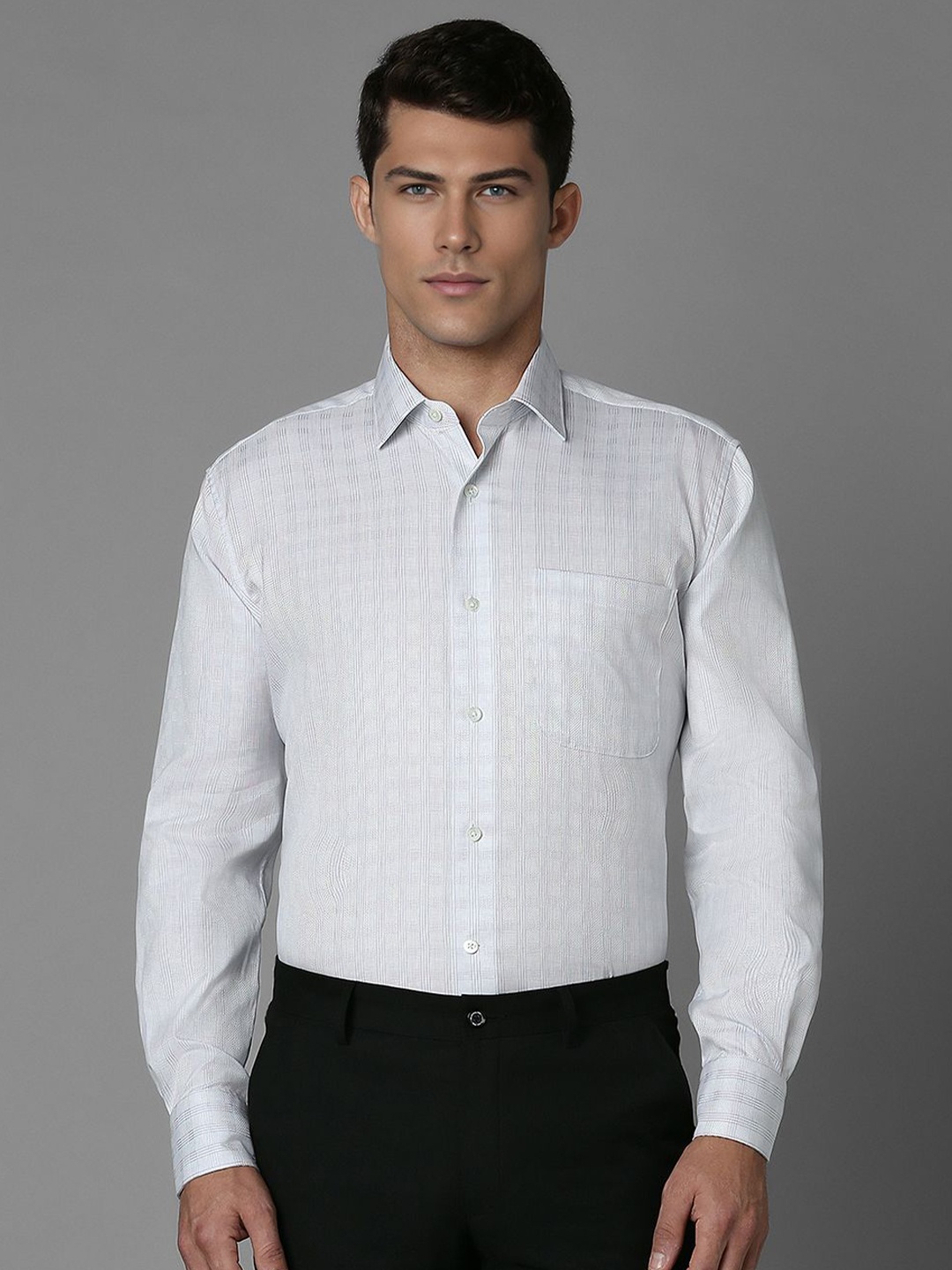 

Luxure by Louis Philippe Men Cotton Checked Opaque Formal Shirt, Grey