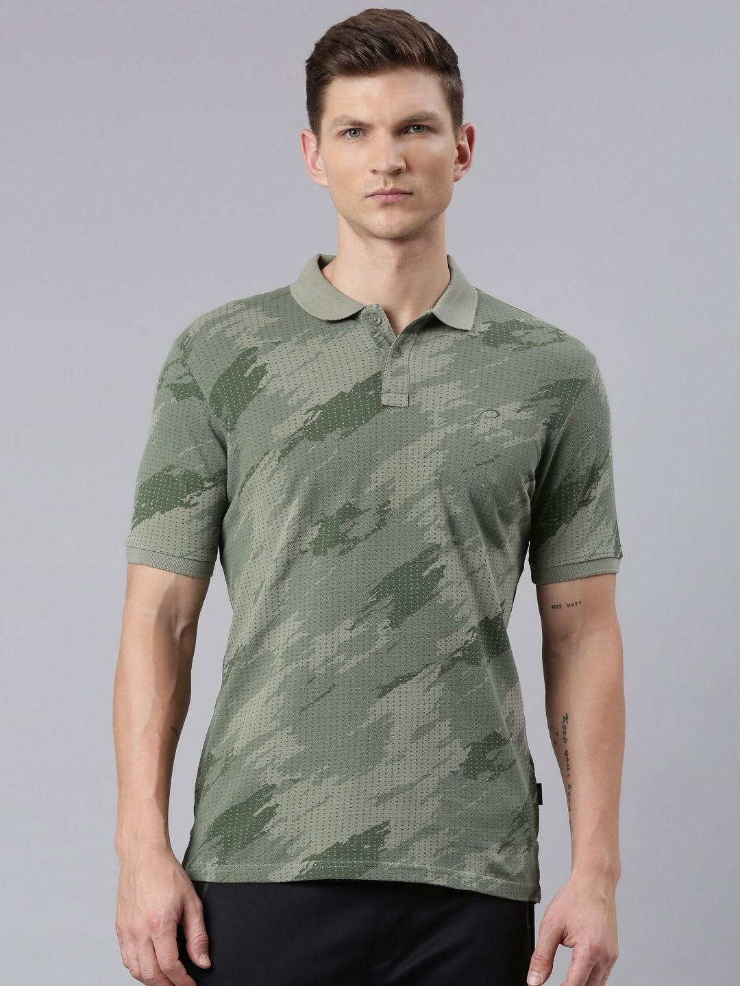

Proline Men Typography Polo Collar Applique T-shirt, Green