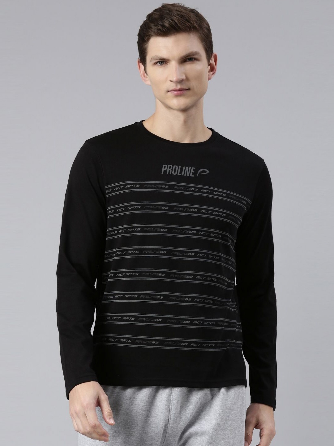 

Proline Men Printed Monochrome T-shirt, Black