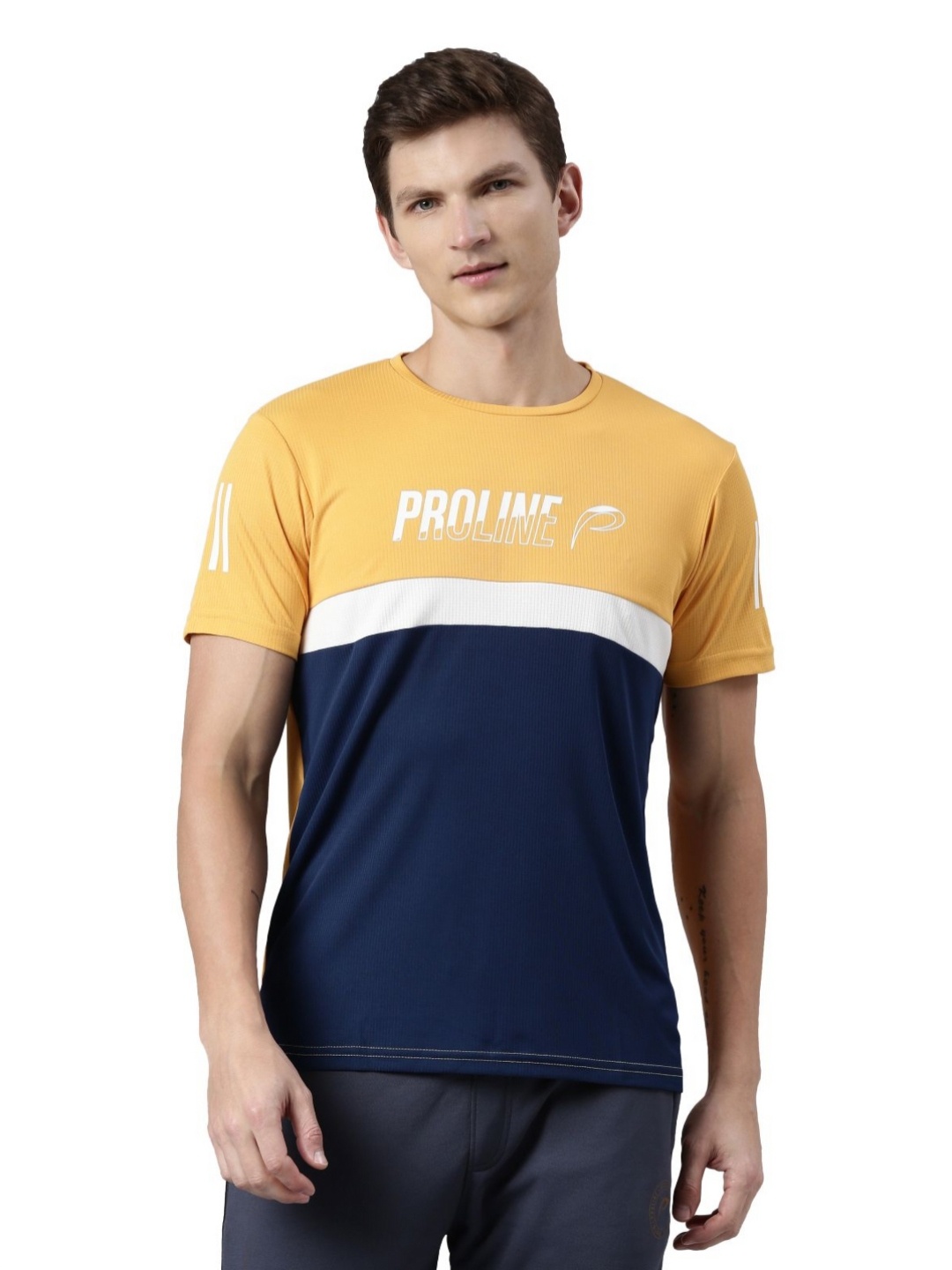 

Proline Men Colourblocked T-shirt, Blue