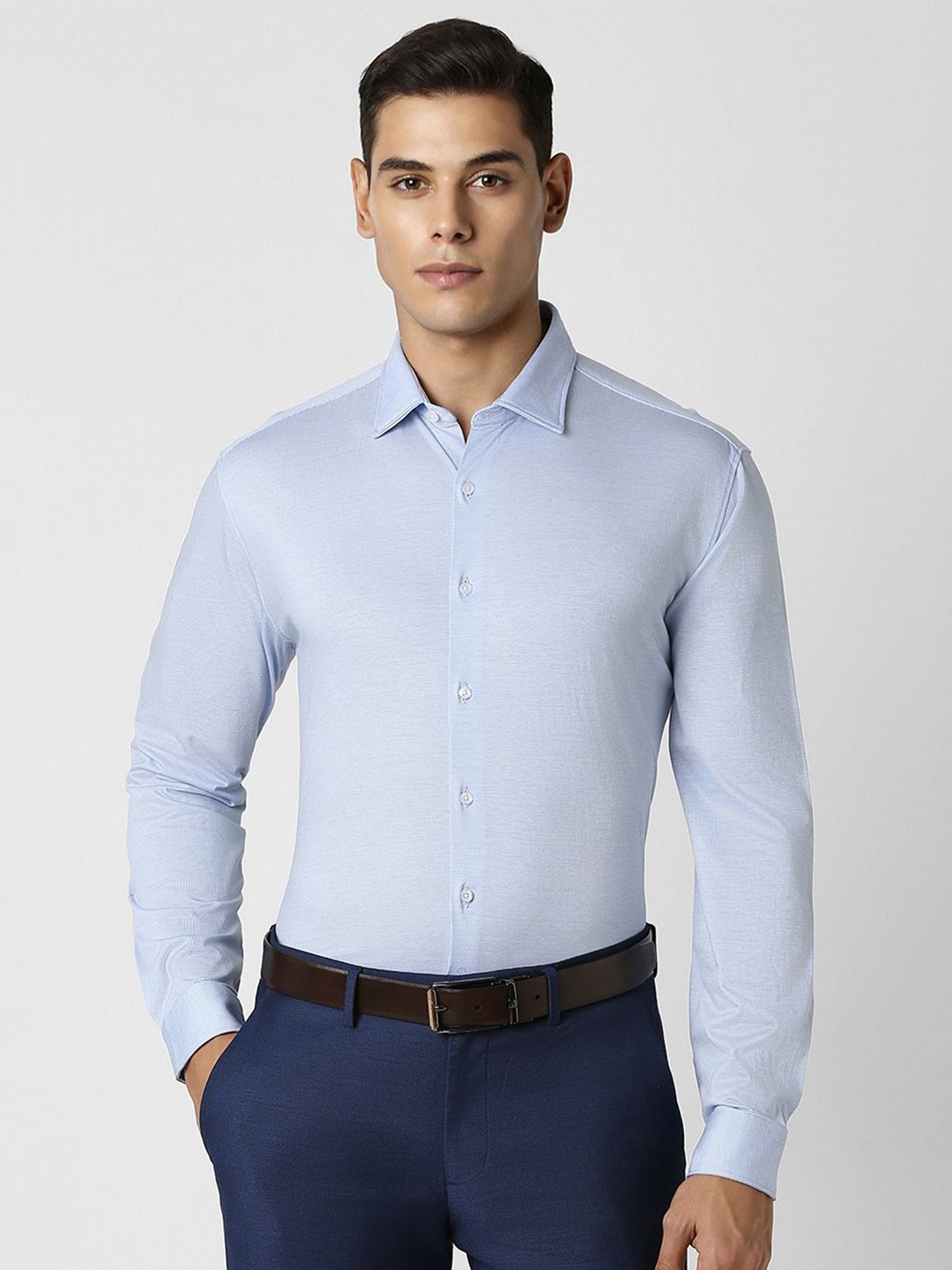 

Van Heusen Men Slim Fit Pure Cotton Formal Shirt, Blue