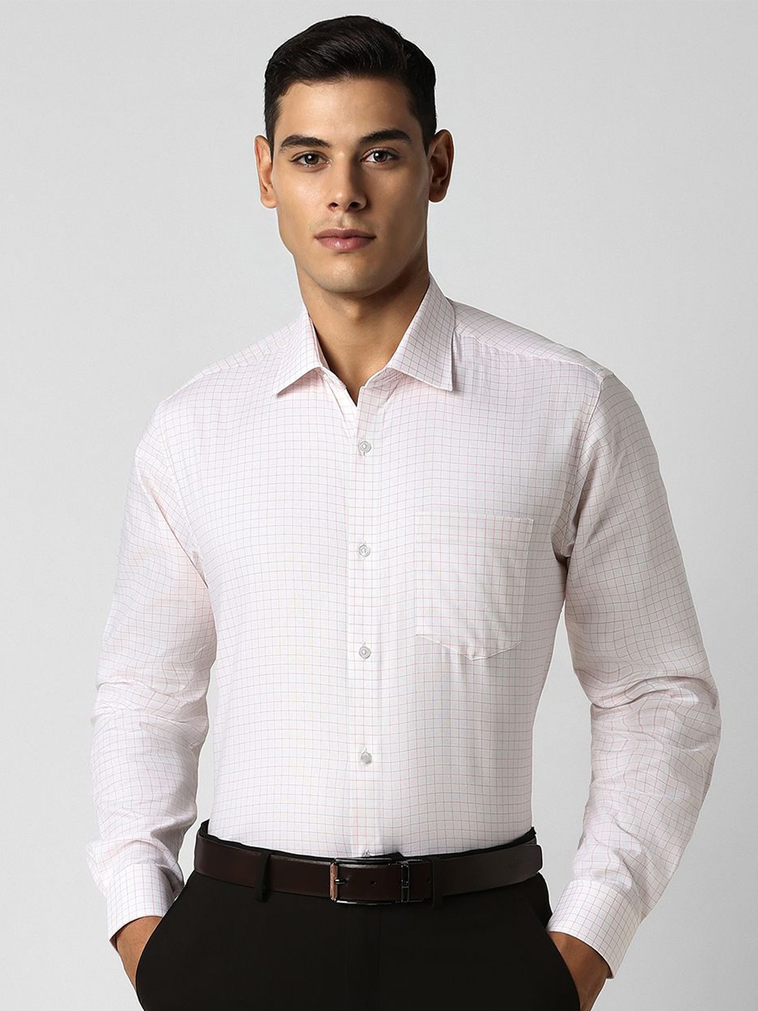 

Van Heusen Men Grid Tattersall Checked Pure Cotton Casual Shirt, White