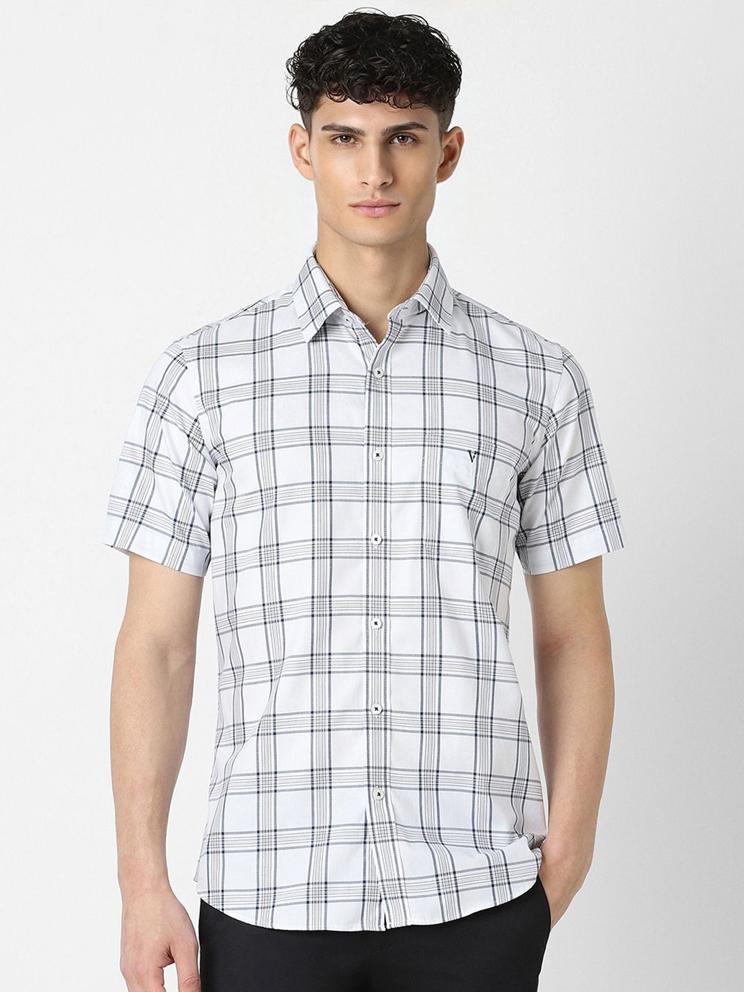 

Van Heusen Sport Men Slim Fit Checked Cotton Casual Shirt, White