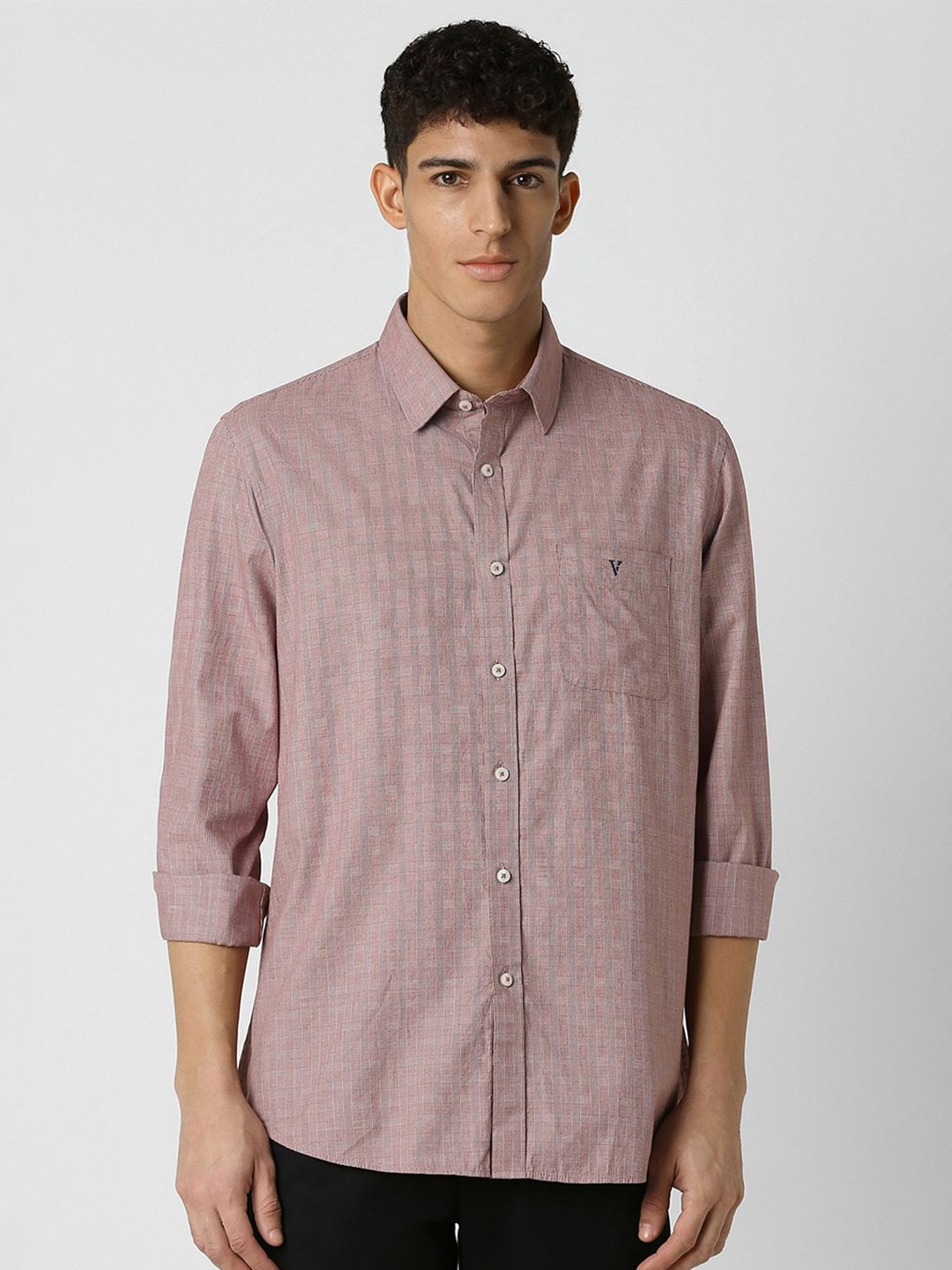 

Van Heusen Sport Men Slim Fit Opaque Checked Cotton Casual Shirt, Mauve