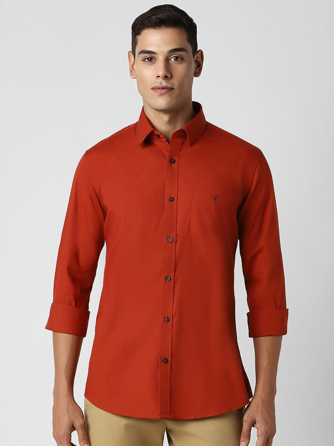 

Van Heusen Sport Men Solid Slim Fit Opaque Casual Shirt, Red