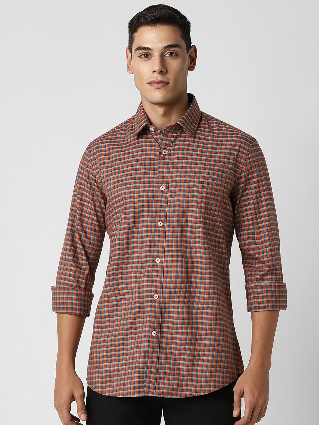 

Van Heusen Sport Men Checked Slim Fit Opaque Casual Shirt, Red