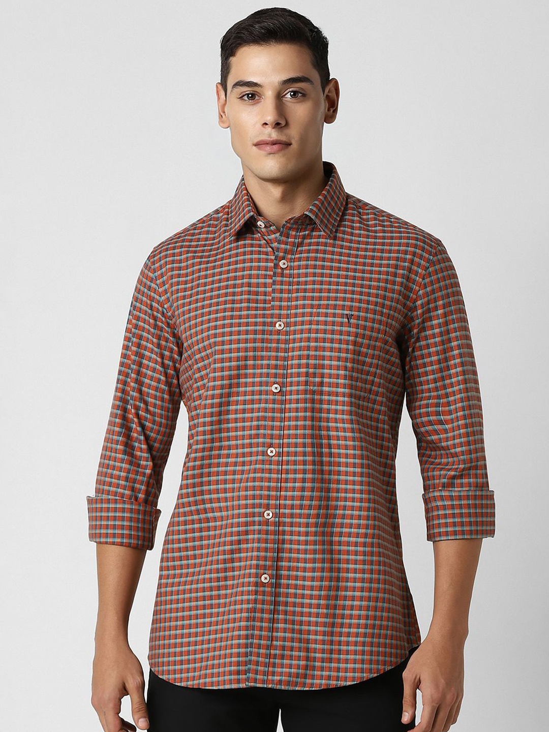 

Van Heusen Sport Men Checked Slim Fit Opaque Casual Shirt, Red