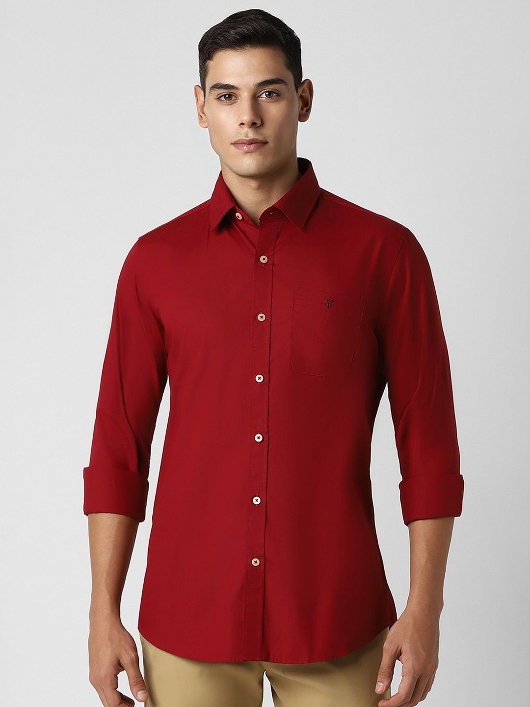 

Van Heusen Sport Men Solid Slim Fit Opaque Casual Shirt, Red