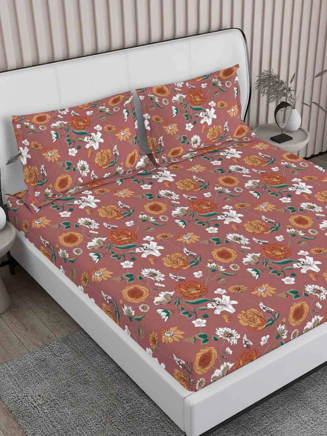 

Boutique Living India Purple Printed 200 TC Pure Cotton King Bedsheet & 2 Pillow Covers