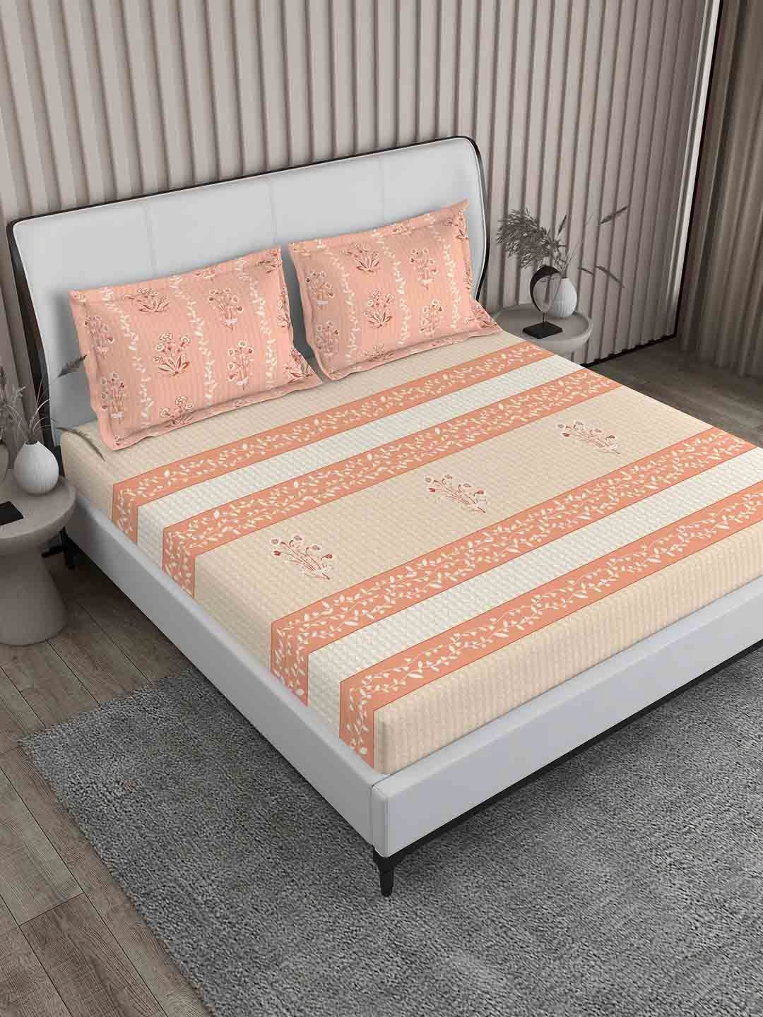 

Boutique Living India Orange Pure Cotton 200TC Double King Bedsheet & Pillow Covers