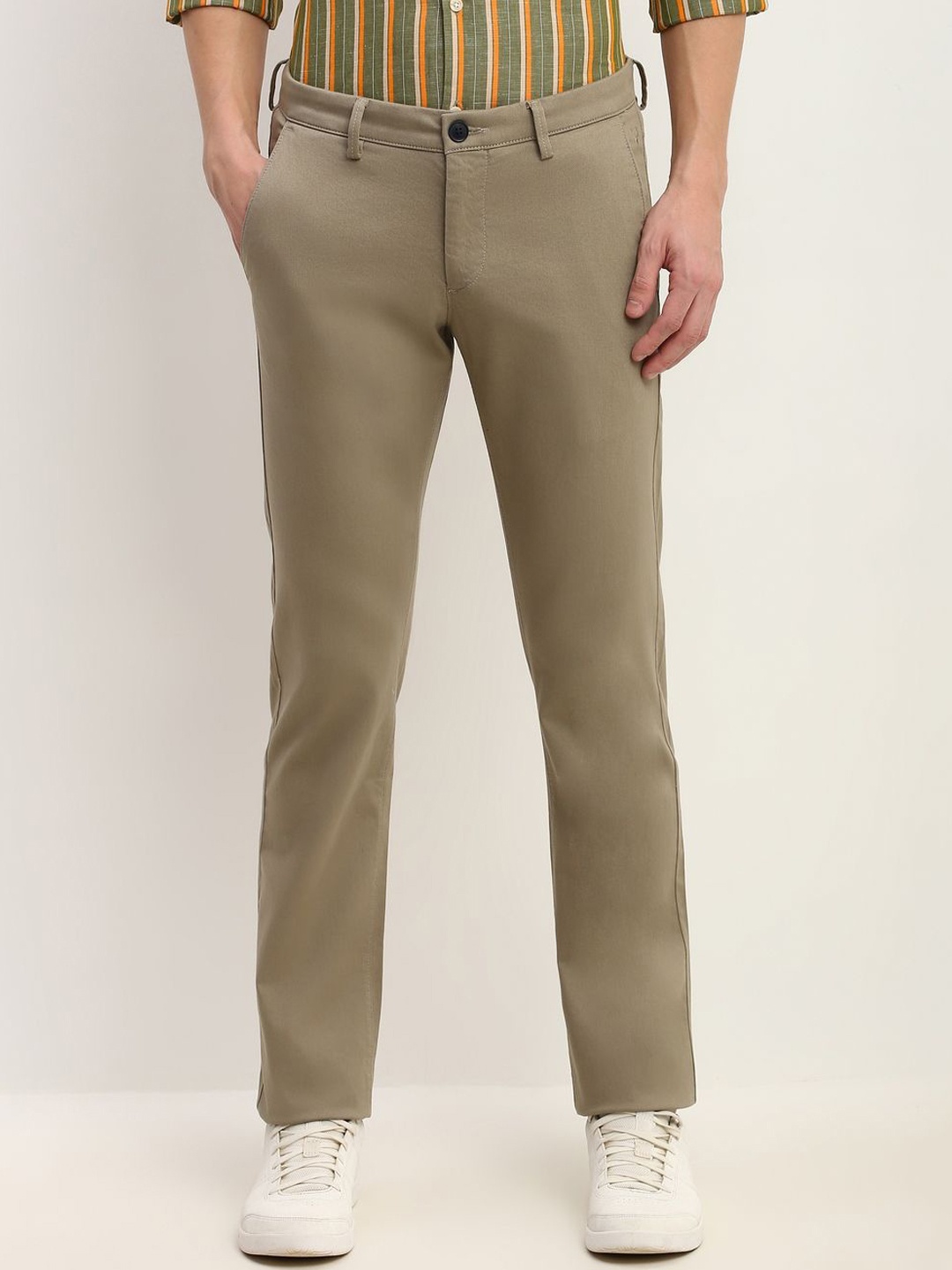 

Allen Solly Men Slim Fit Trousers, Khaki