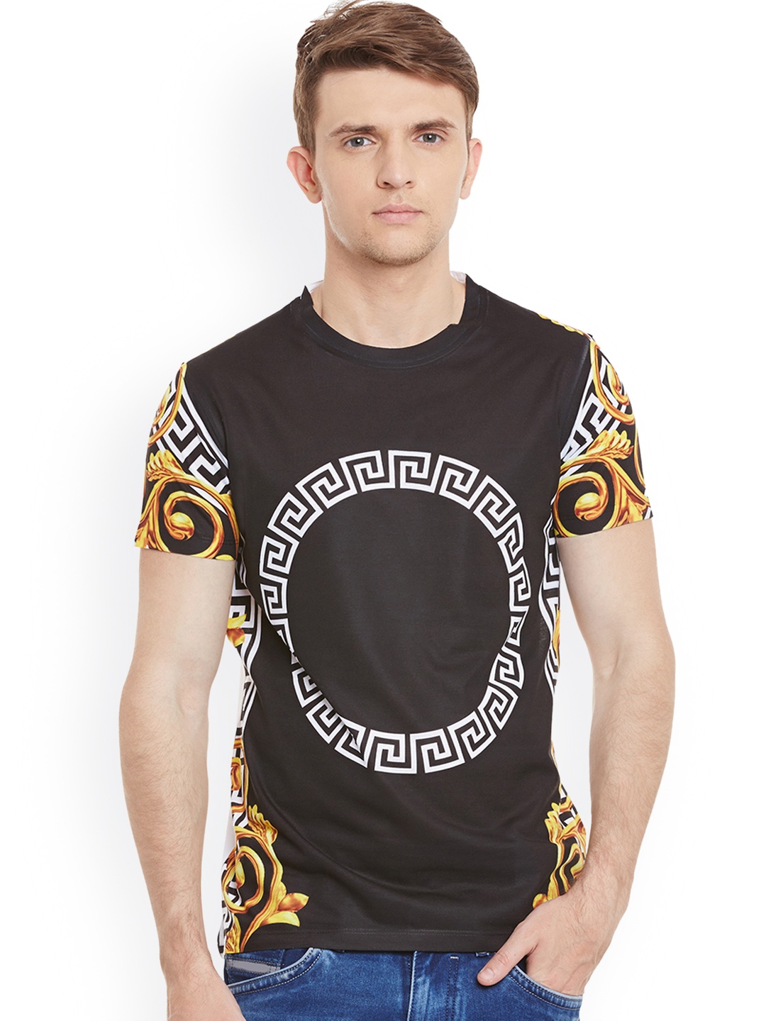 

Wear Your Mind Men Black Printed Round Neck T-shirt