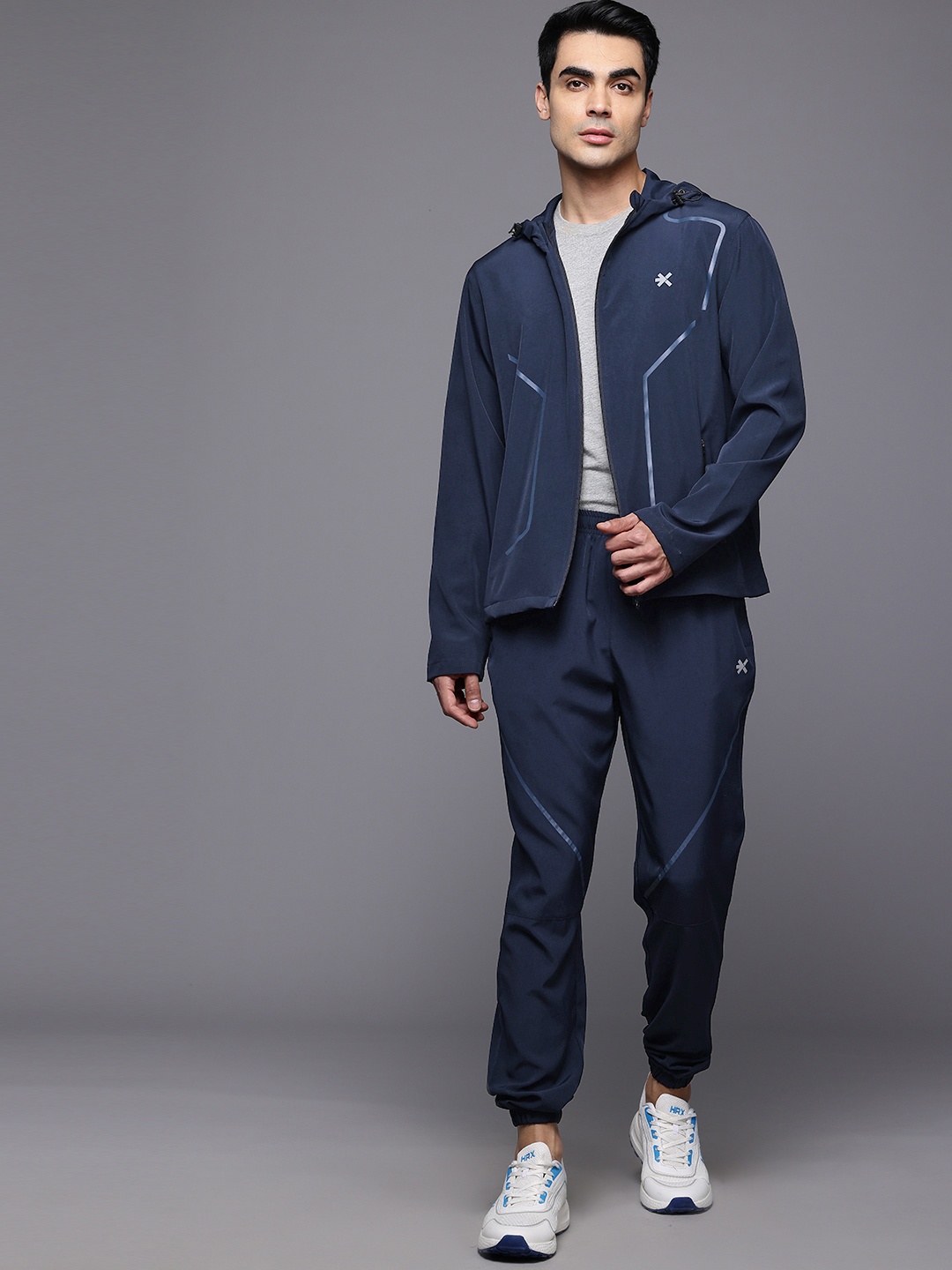 

HRX by Hrithik Roshan Rapid-Dry Hooded Training Track suits, Navy blue