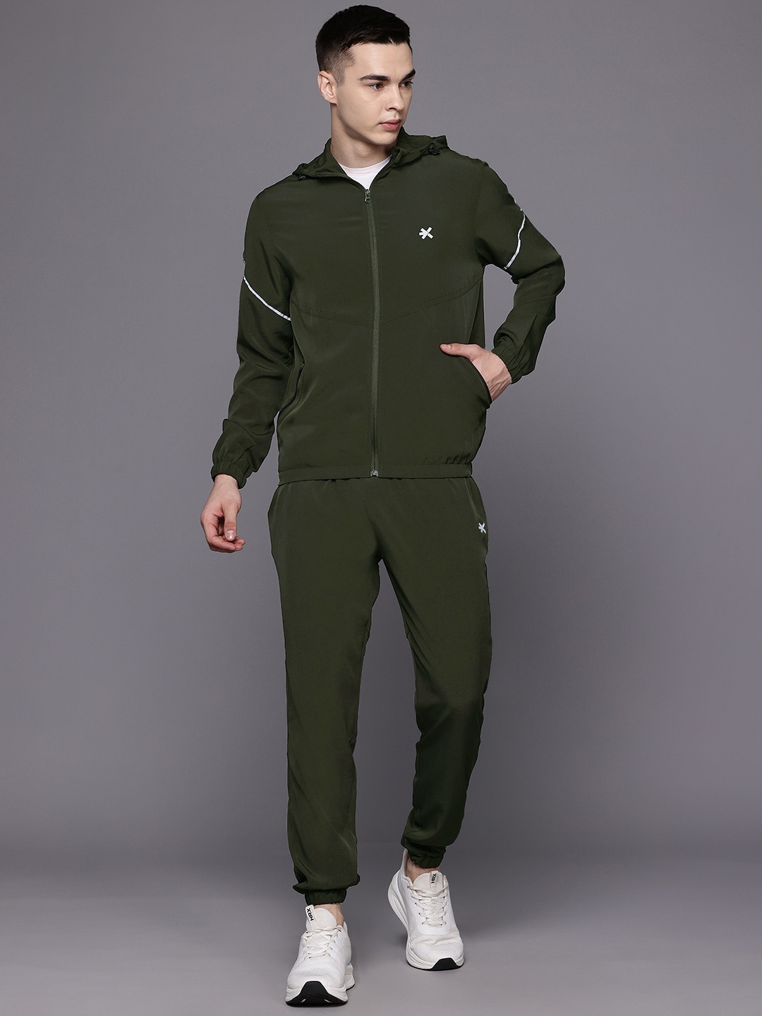 

HRX by Hrithik Roshan Hooded Training Track Suit, Olive
