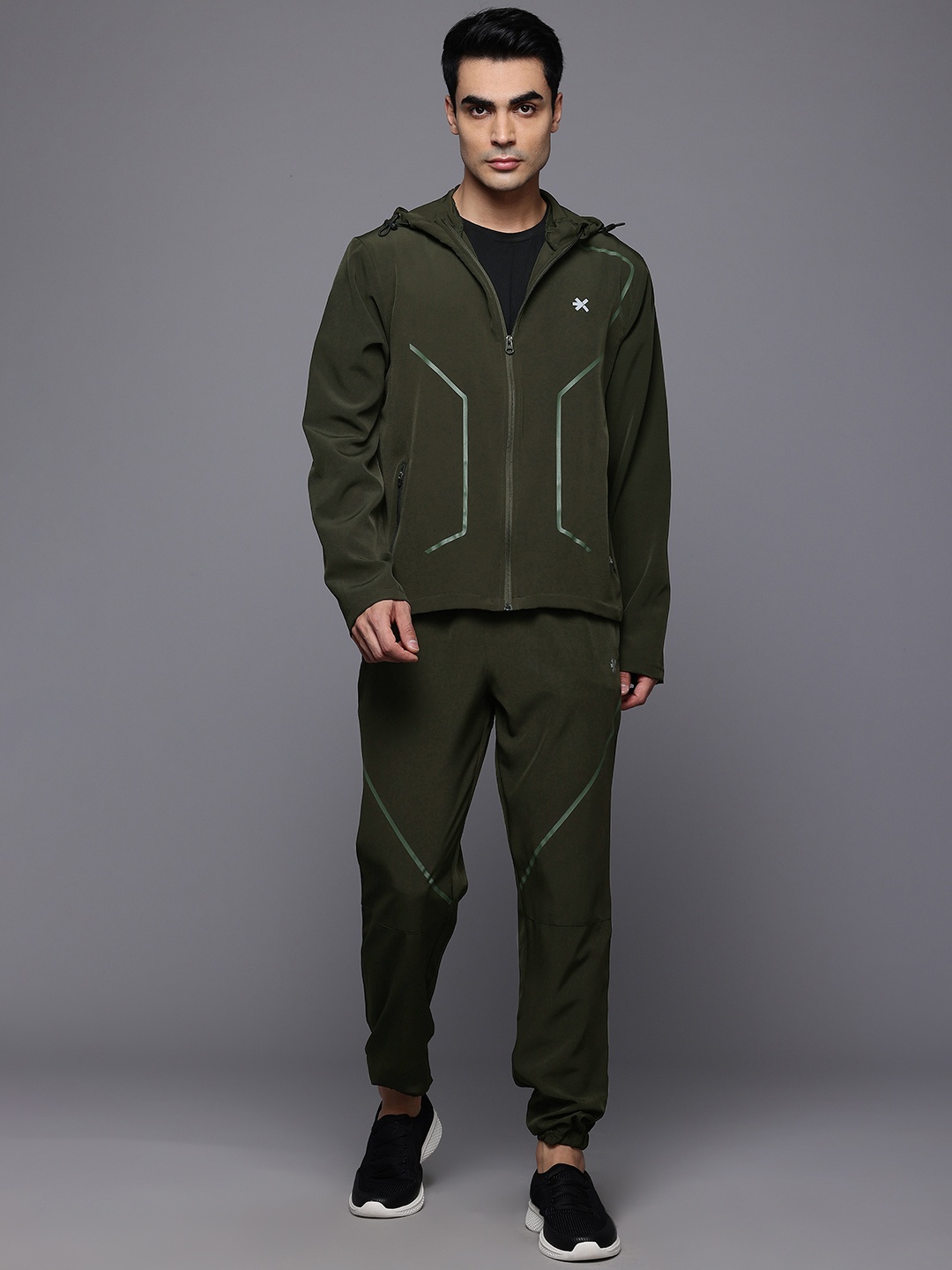 

HRX by Hrithik Roshan Rapid-Dry Hooded Training Track suits, Olive