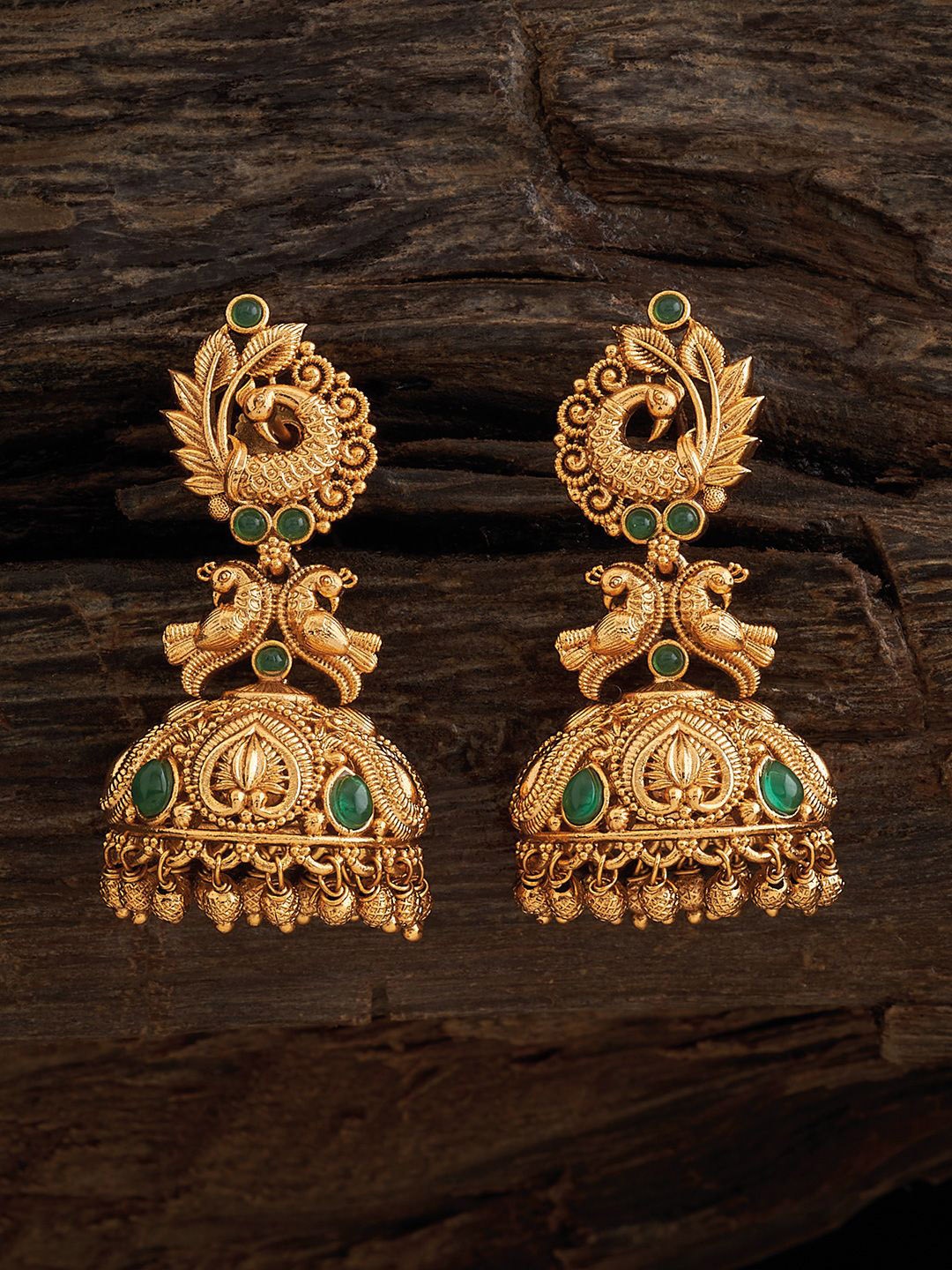 

Kushal's Fashion Jewellery Gold-Plated Ethnic Dome Shaped Studs Earrings, Green