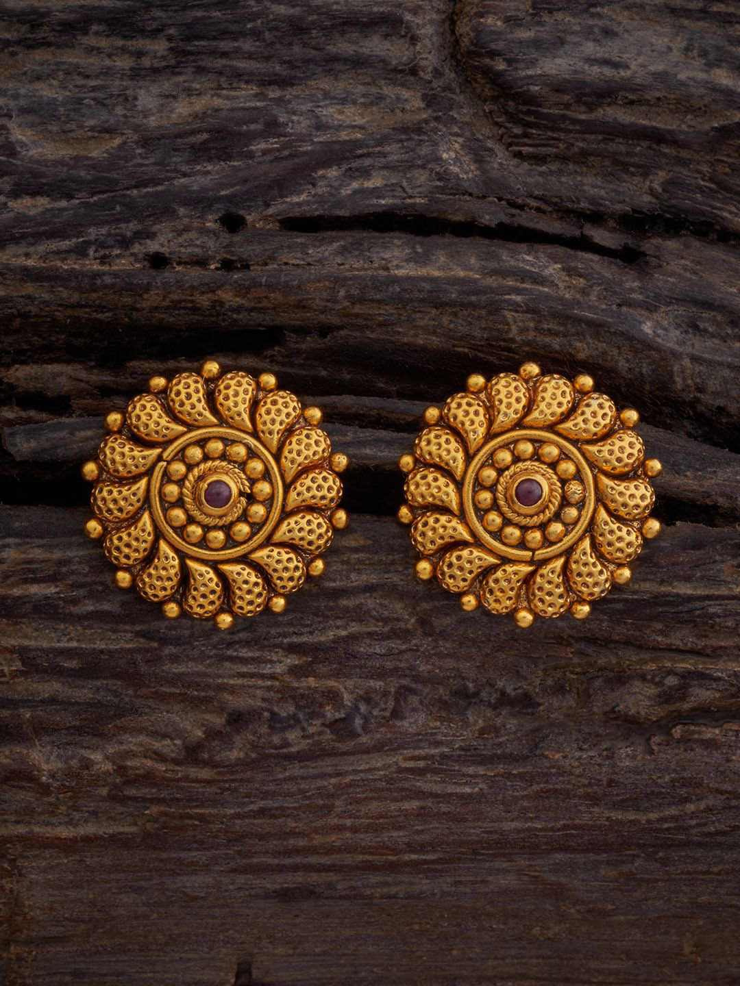 

Kushal's Fashion Jewellery 92.5 Pure Silver Studs Earrings, Red