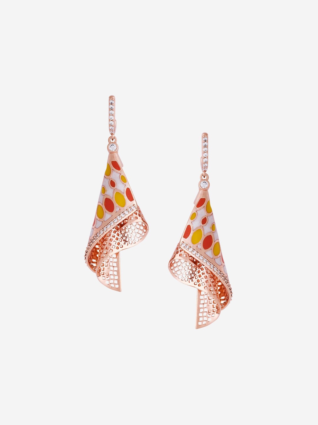 

Kushal's Fashion Jewellery Rose Gold-Plated Cubic Zirconia-Studded Drop Earrings
