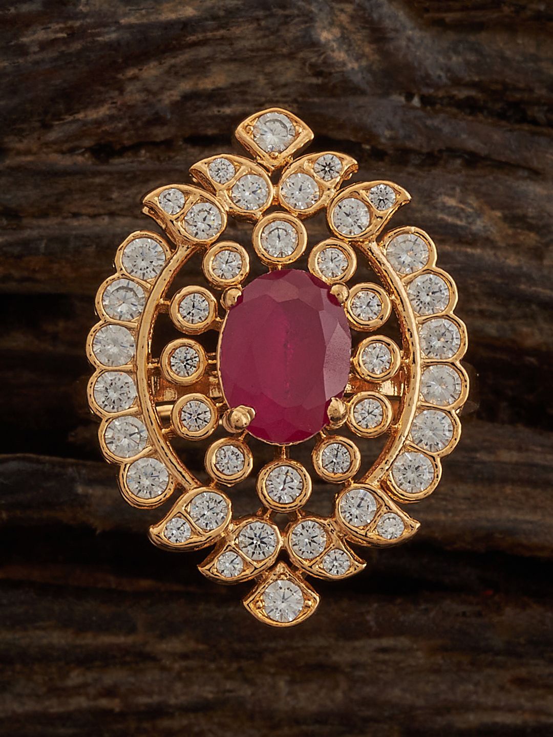 

Kushal's Fashion Jewellery Gold Plated Cubic Zirconia Studded Ring