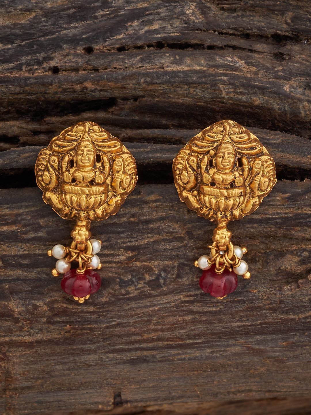 

Kushal's Fashion Jewellery Gold-Plated Beaded 92.5 Pure Silver Drop Earrings