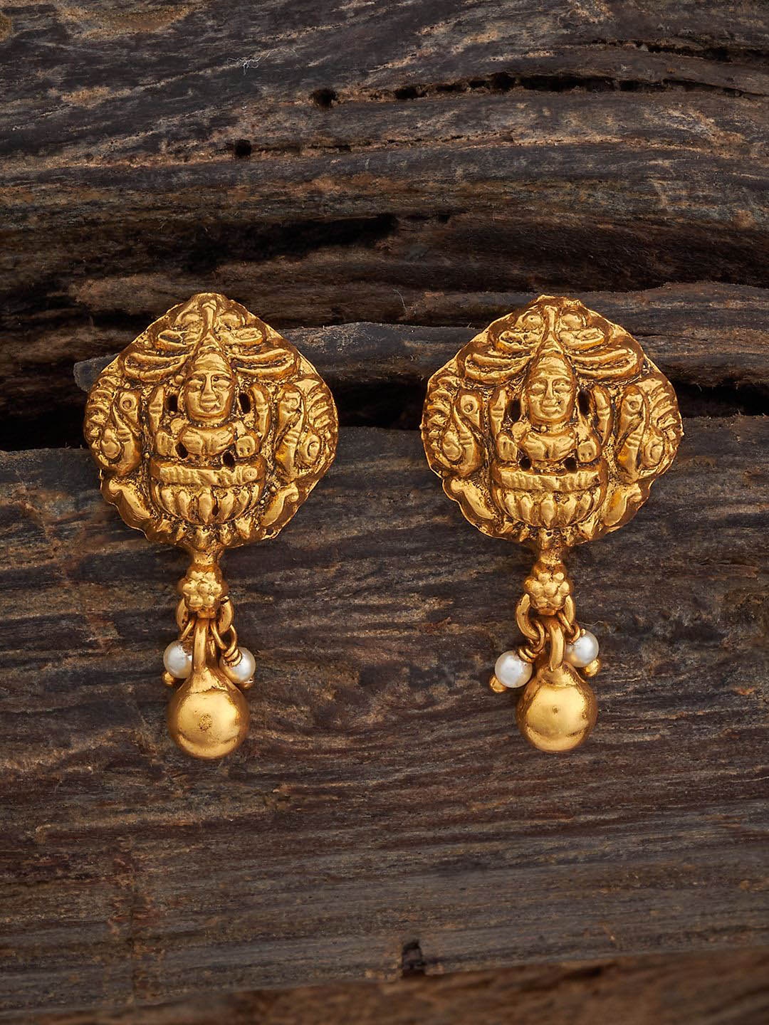 

Kushal's Fashion Jewellery 92.5 Pure Silver Gold-Plated Beaded Antique Drop Earrings