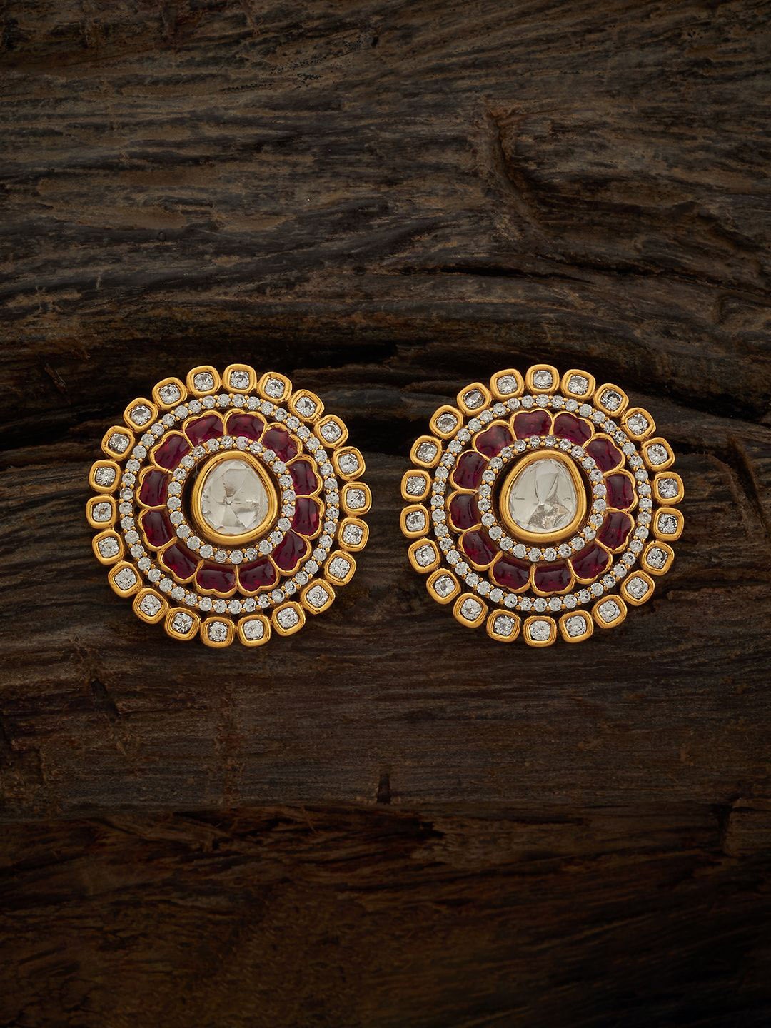 

Kushal's Fashion Jewellery Kundun Studded Classic Studs Earrings, Red