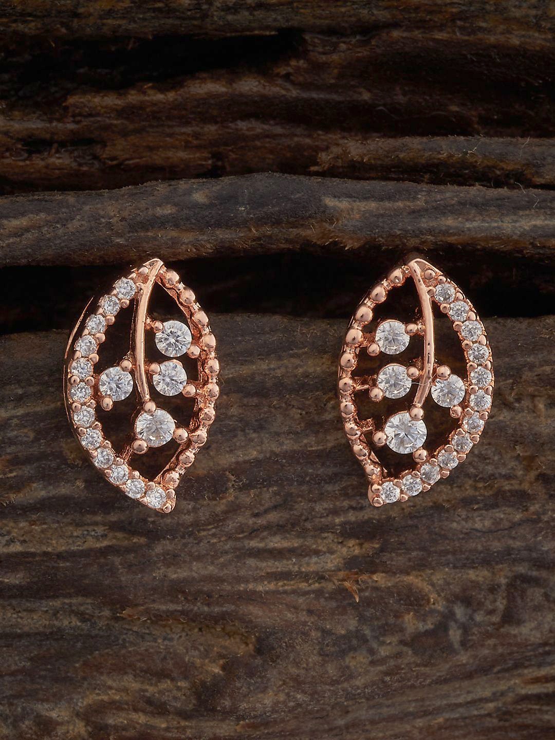 

Kushal's Fashion Jewellery Rose Gold-Plated CZ Stone Studded Classic Studs Earrings