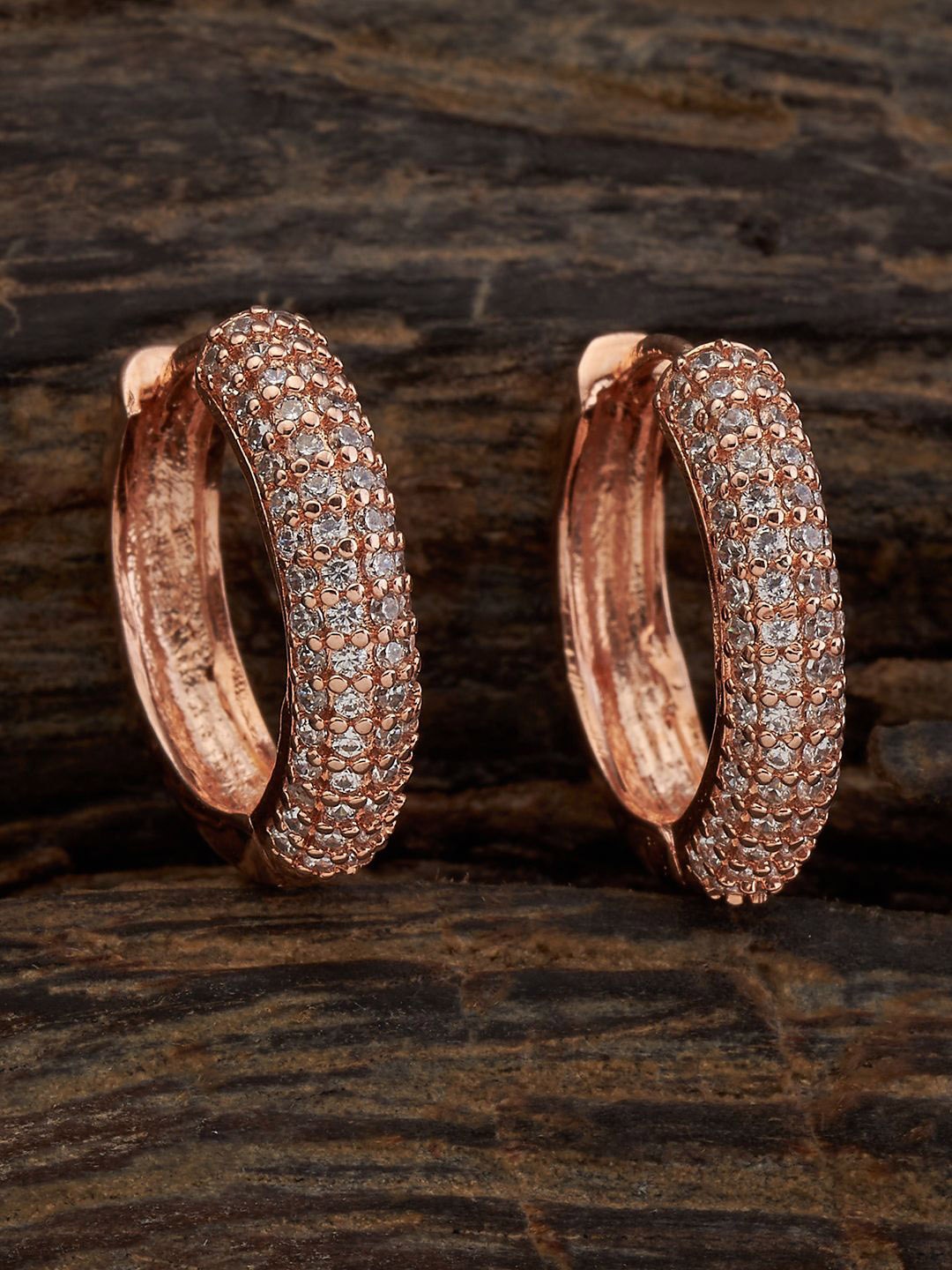 

Kushal's Fashion Jewellery Rose Gold Plated Cubic Zirconia Classic Hoop Earrings
