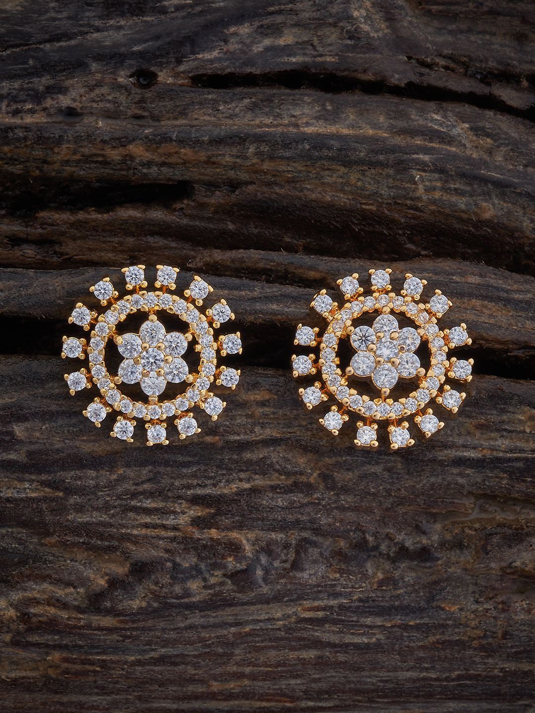 

Kushal's Fashion Jewellery Gold Plated Cubic Zirconia Circular Stud Earrings