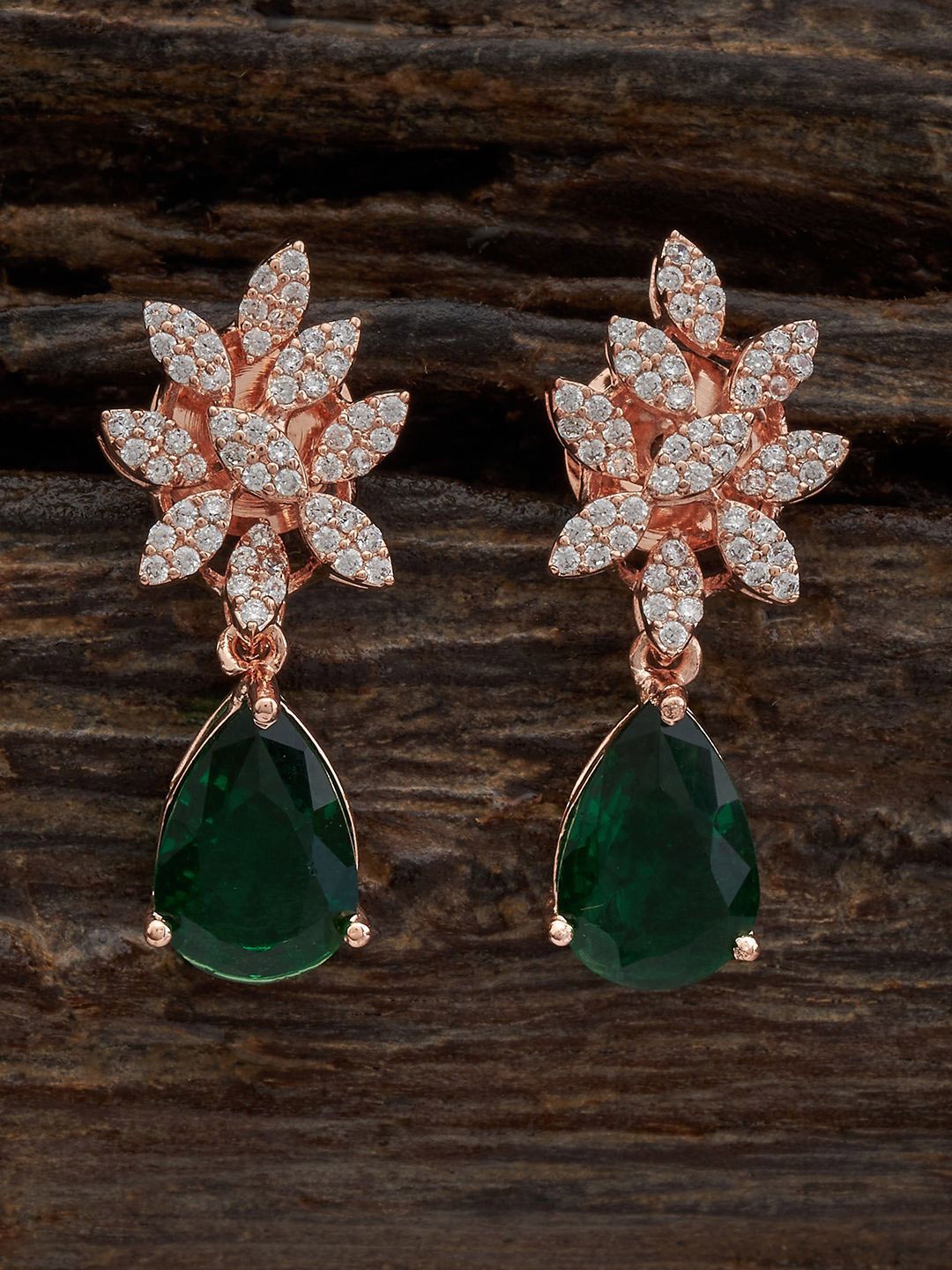 

Kushal's Fashion Jewellery Rose Gold Plated Teardrop Shaped Drop Earrings