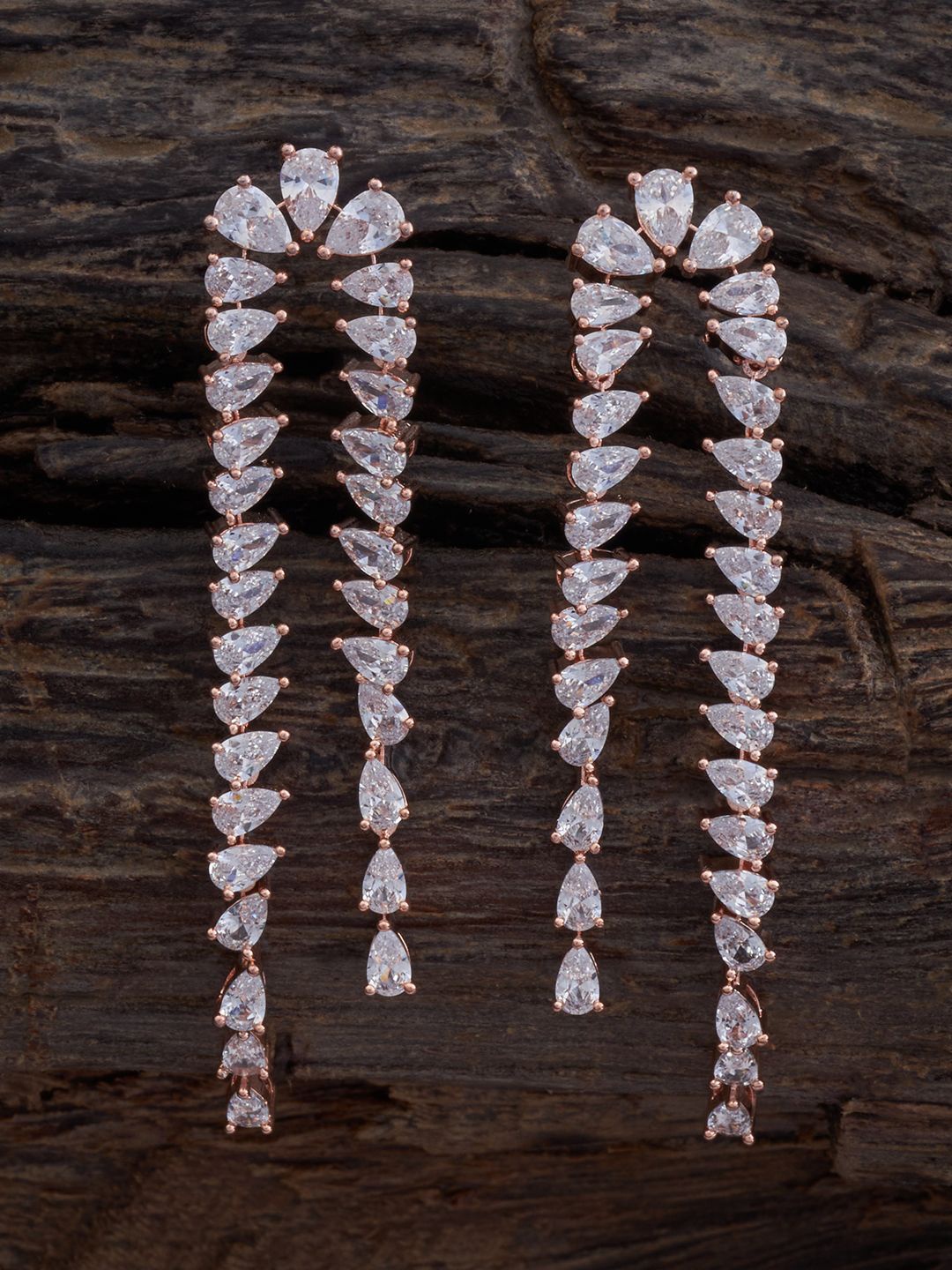 

Kushal's Fashion Jewellery Rose Gold Plated Cubic Zirconia Drop Earrings